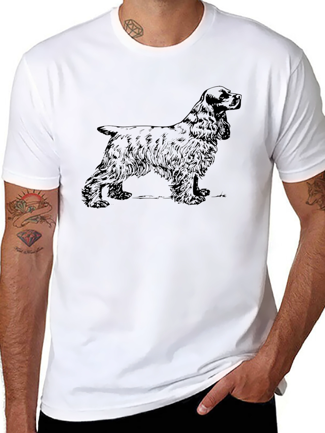 Spaniel Dog Graphic Print T-Shirt