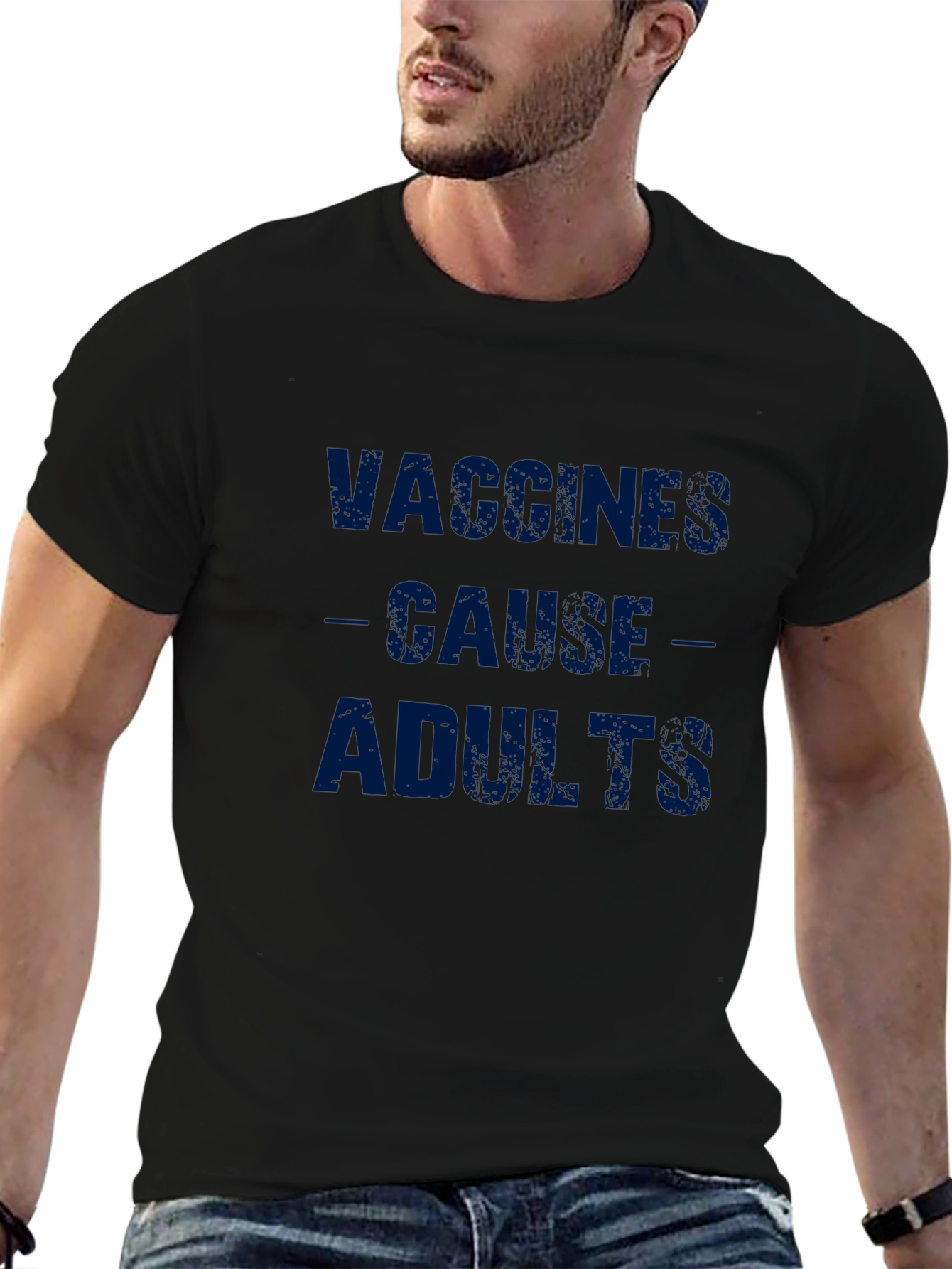 Vaccines Cause Adults Graphic Tee - Black T-Shirt