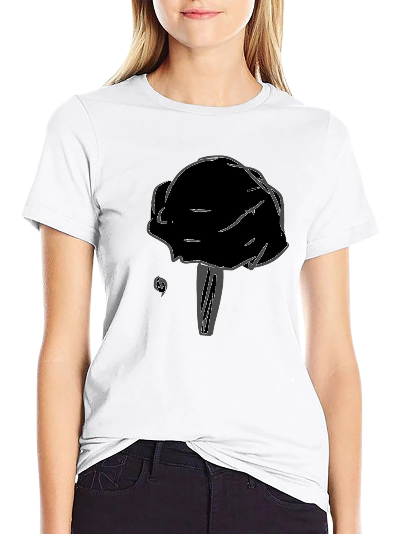Black T-Shirt with Unique Mushroom Design