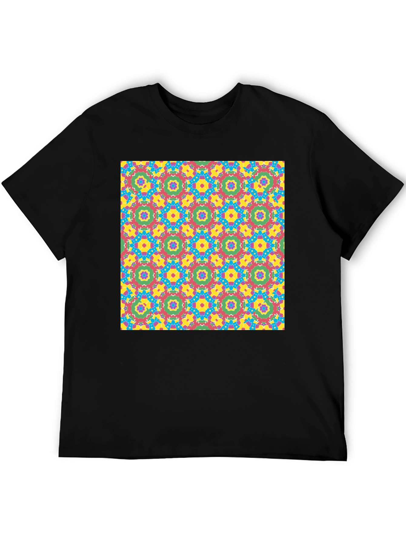 Bold Geometric Pattern Black T-Shirt