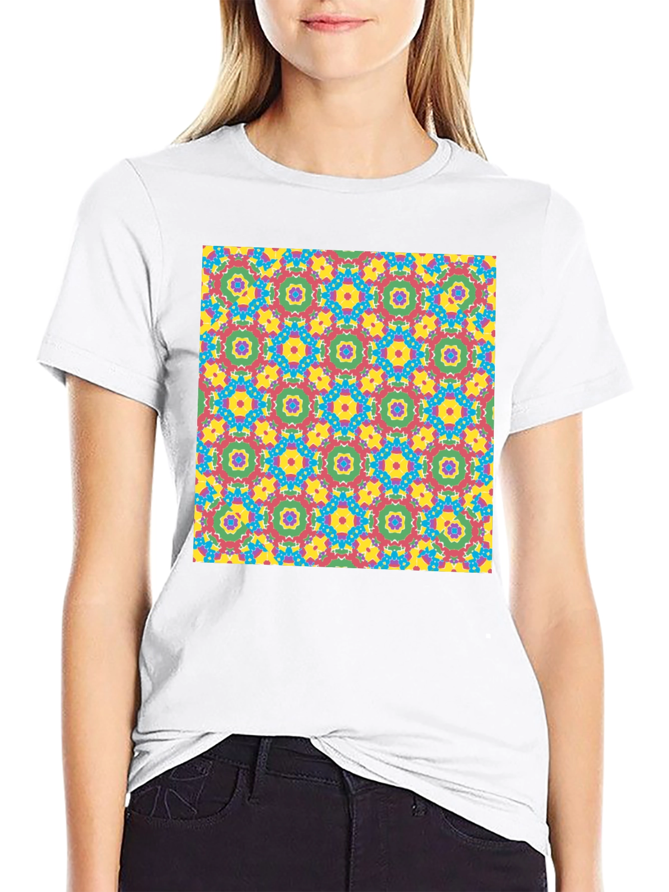 Bold Geometric Pattern Black T-Shirt