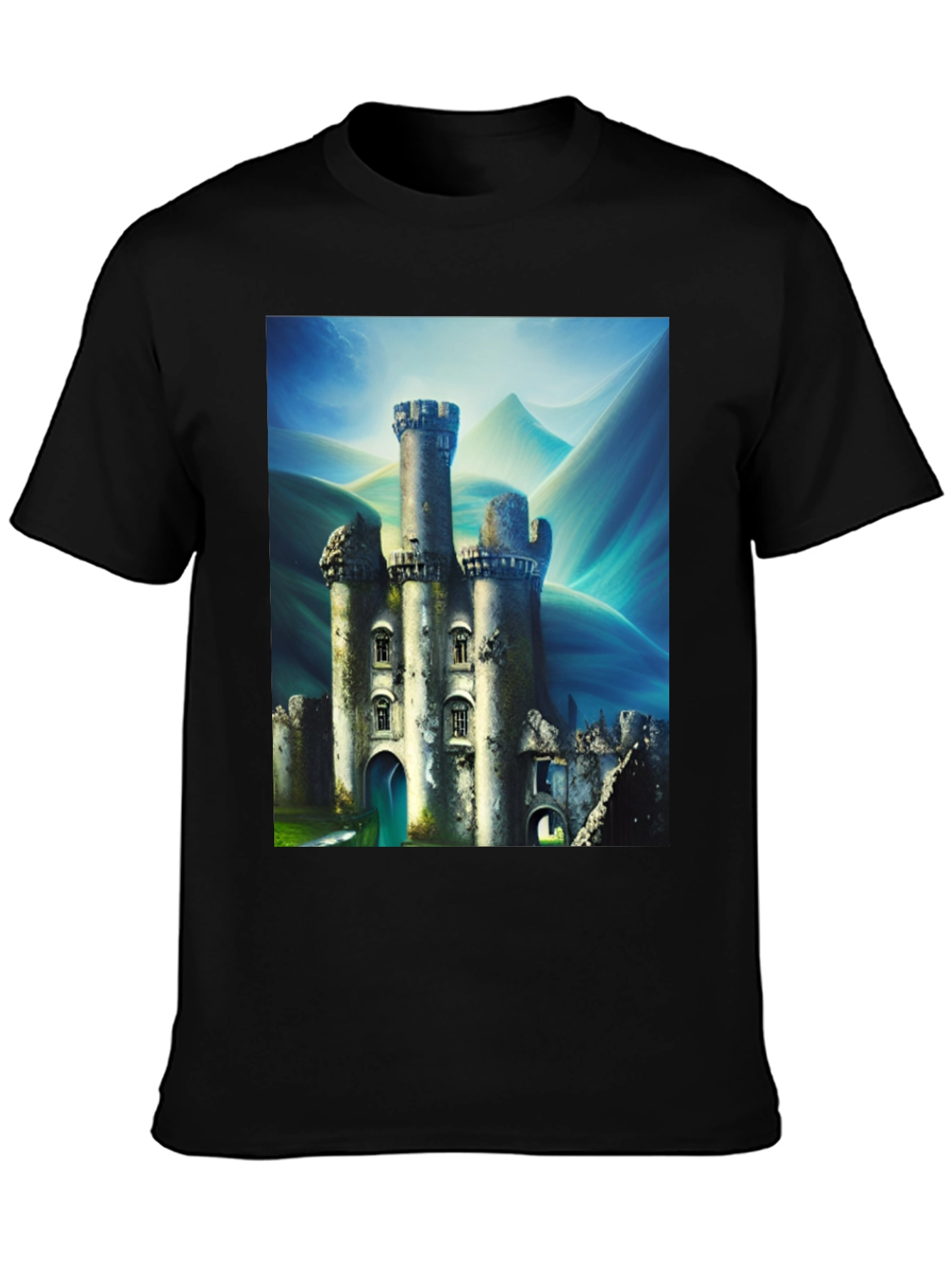 Castle Print Black T-Shirt