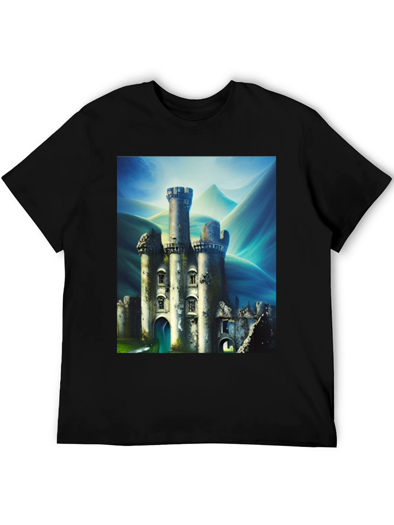 Castle Print Black T-Shirt