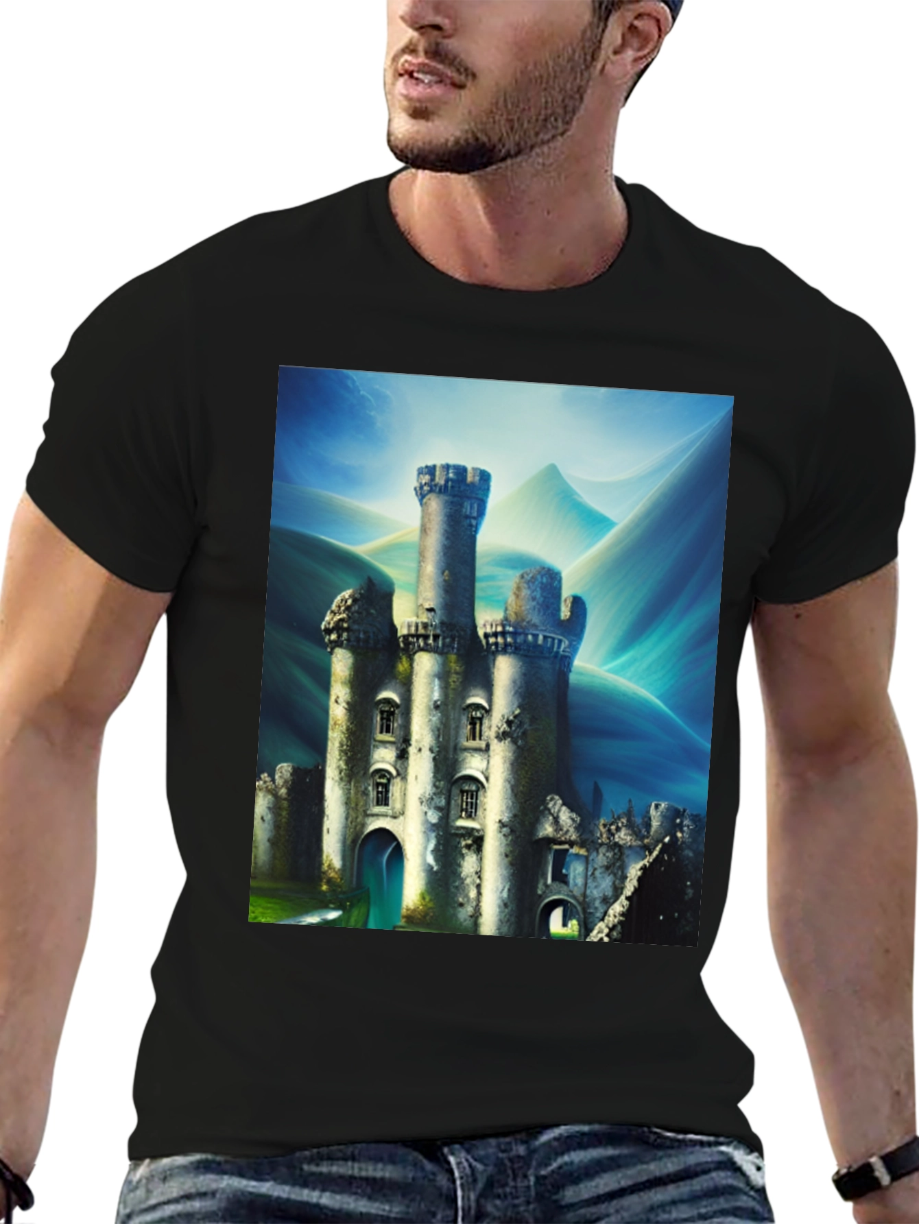 Castle Print Black T-Shirt