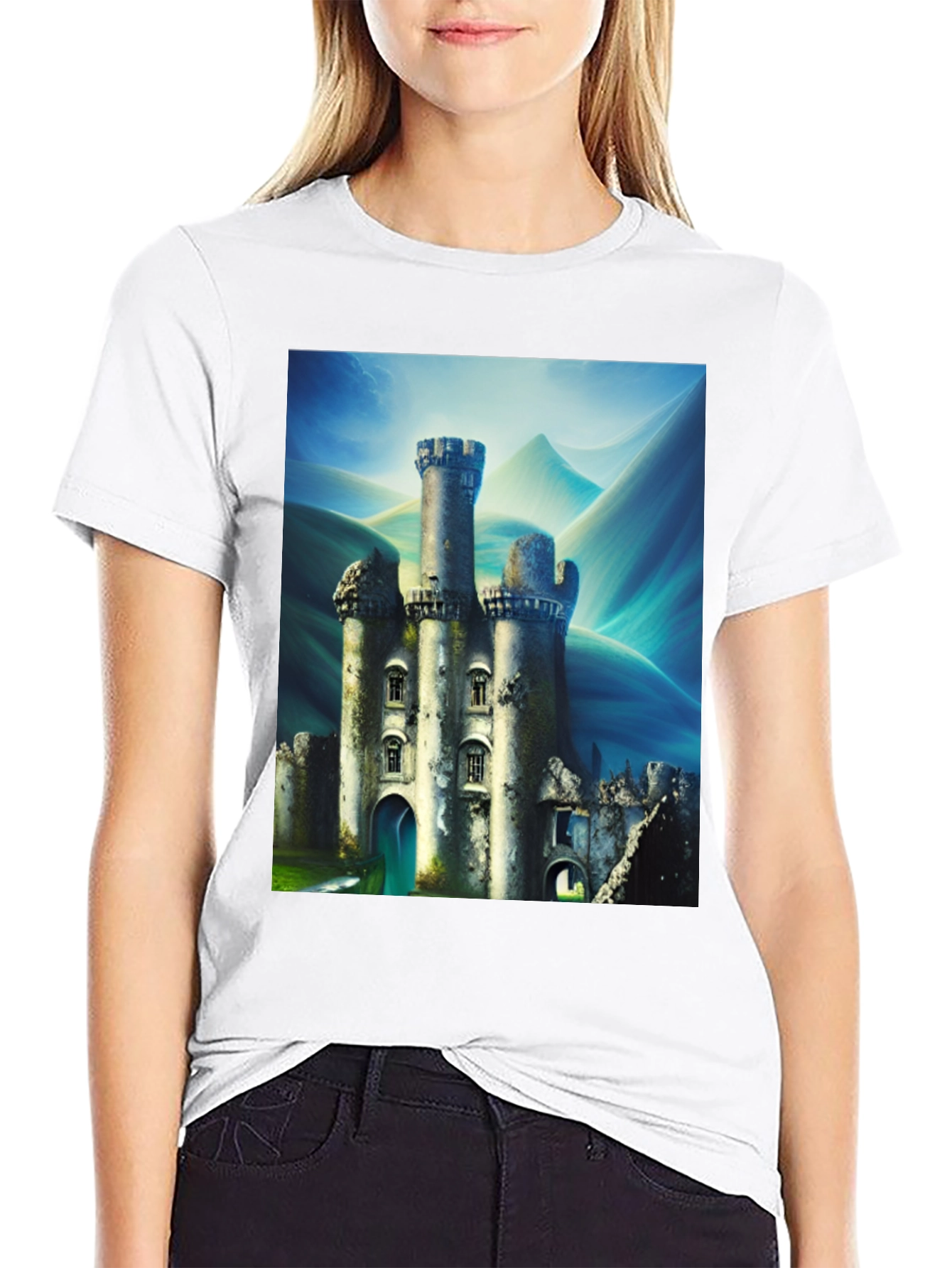 Castle Print Black T-Shirt