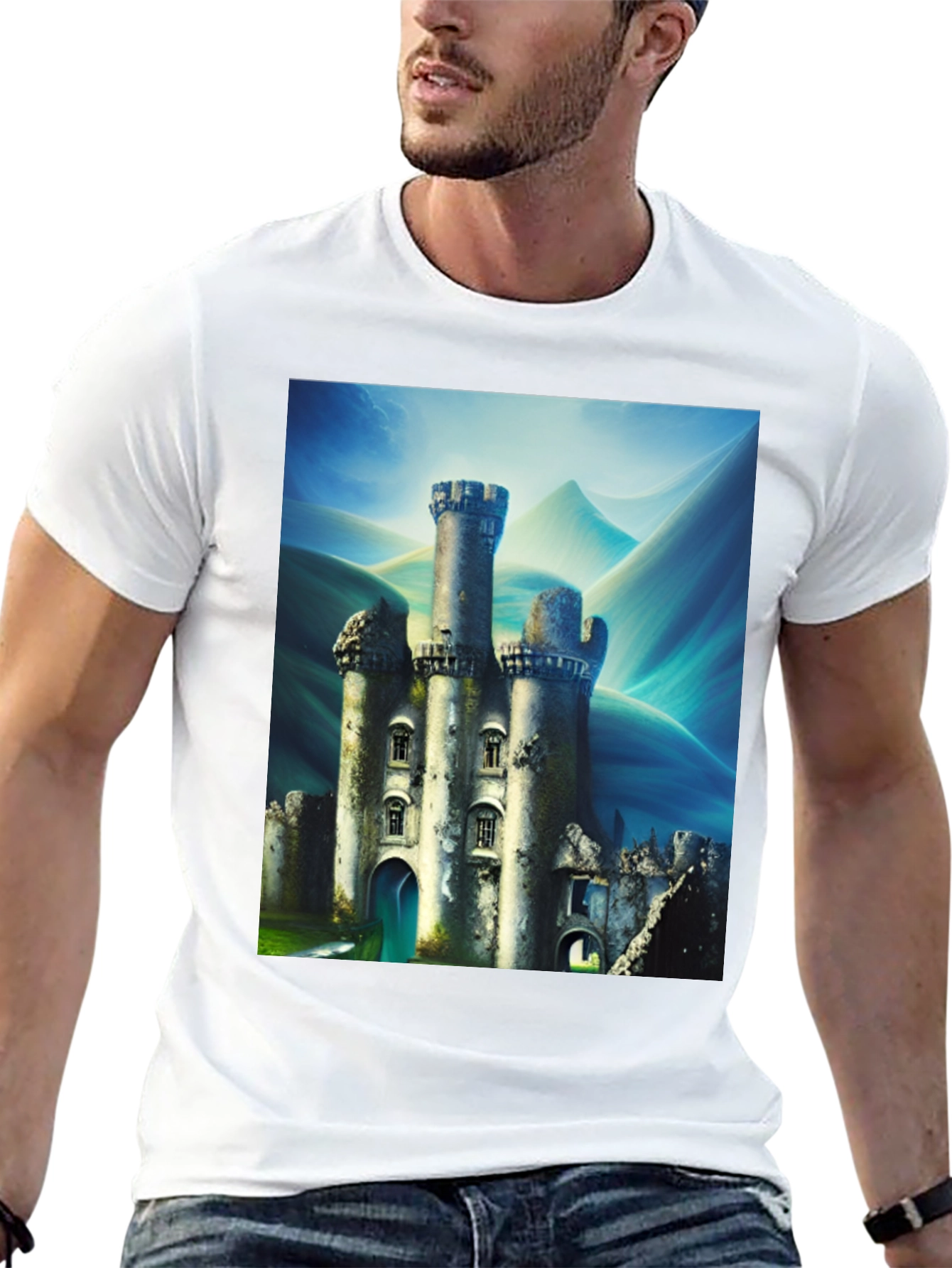 Castle Print Black T-Shirt