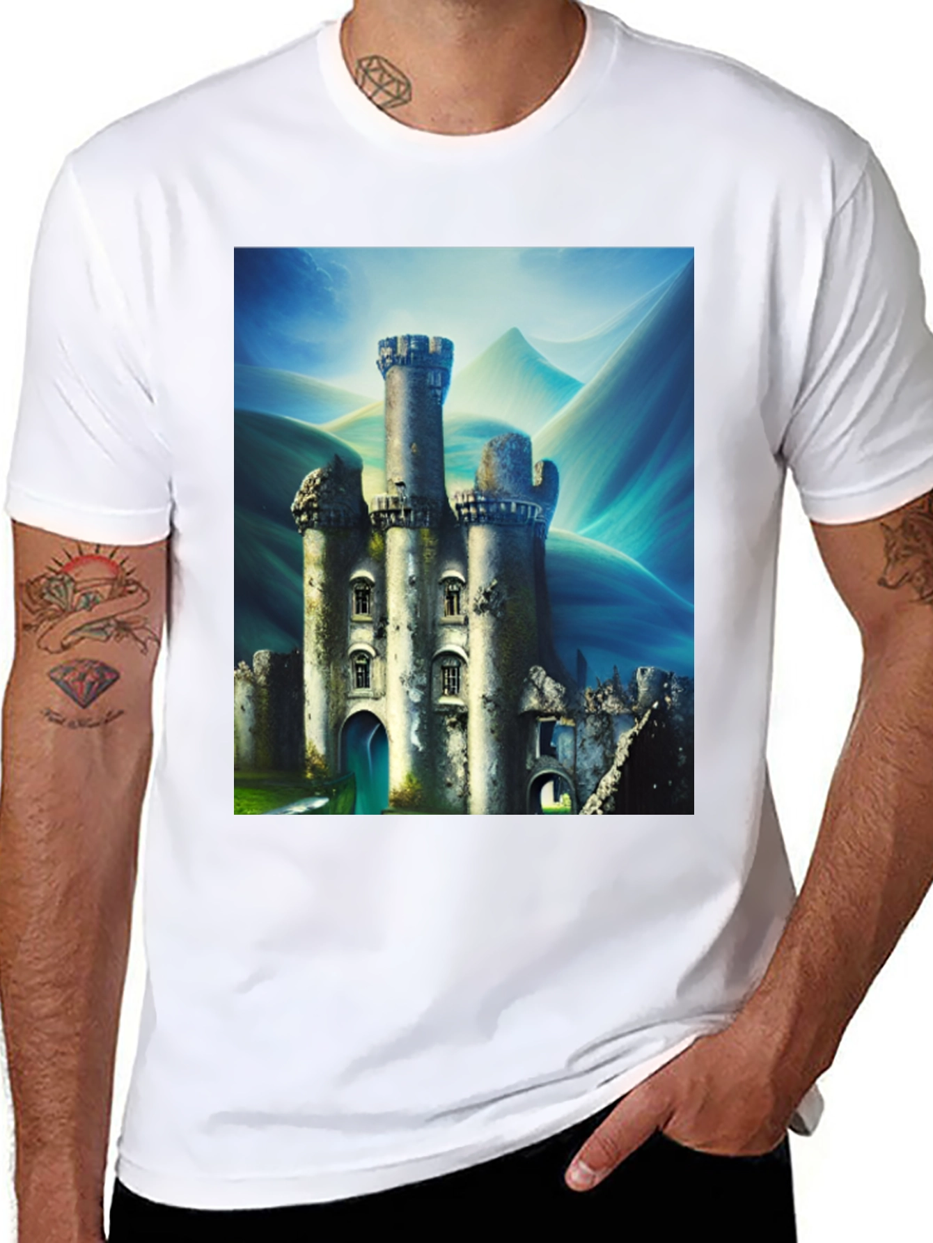 Castle Print Black T-Shirt
