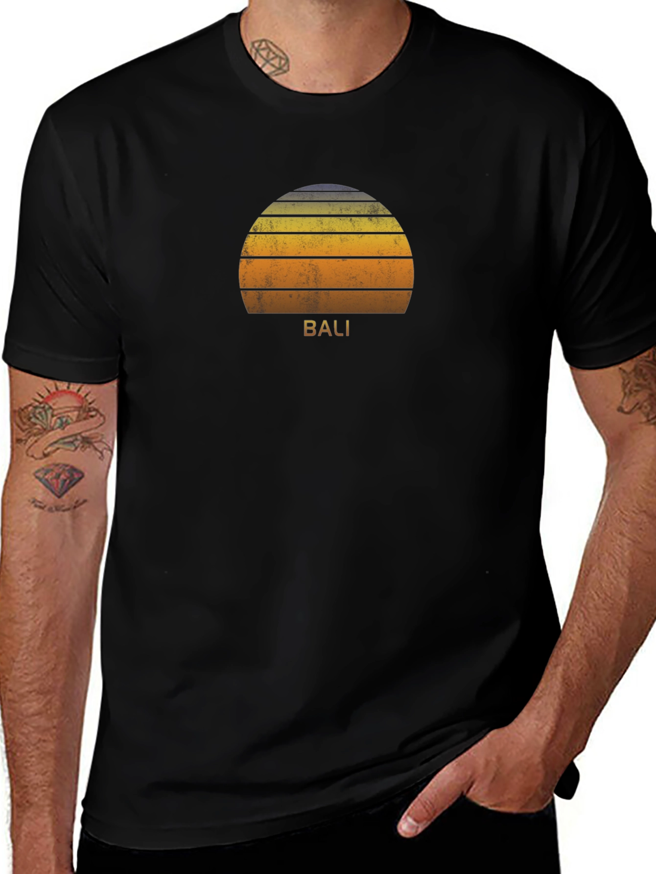 Bali Sunset Graphic Tee - Soft Cotton Black T-Shirt