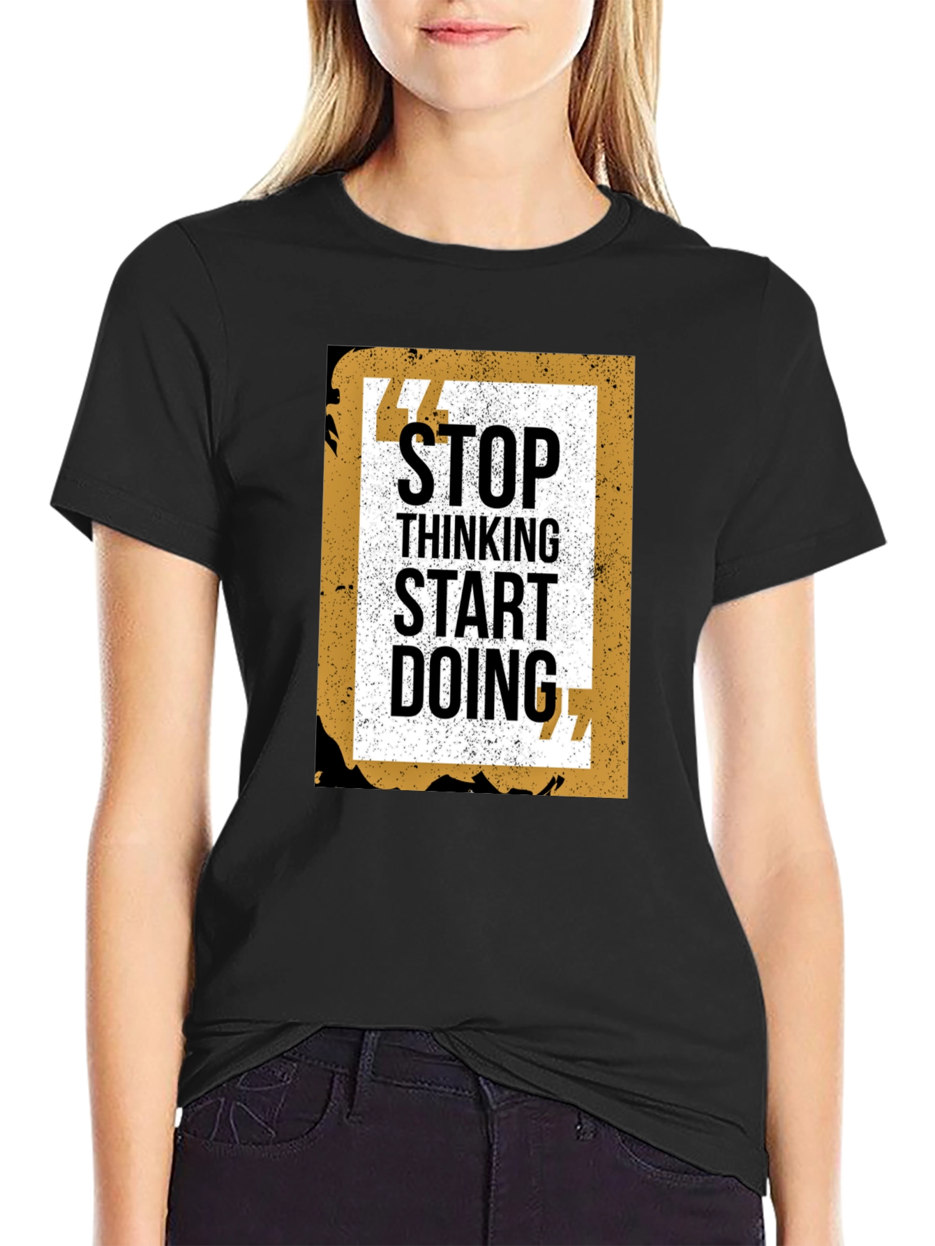 Motivational Graphic Tee - Stop Thinking Start Doing
