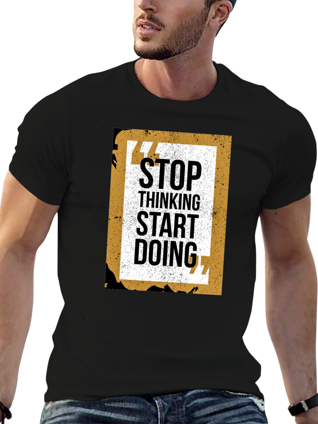 Motivational Graphic Tee - Stop Thinking Start Doing
