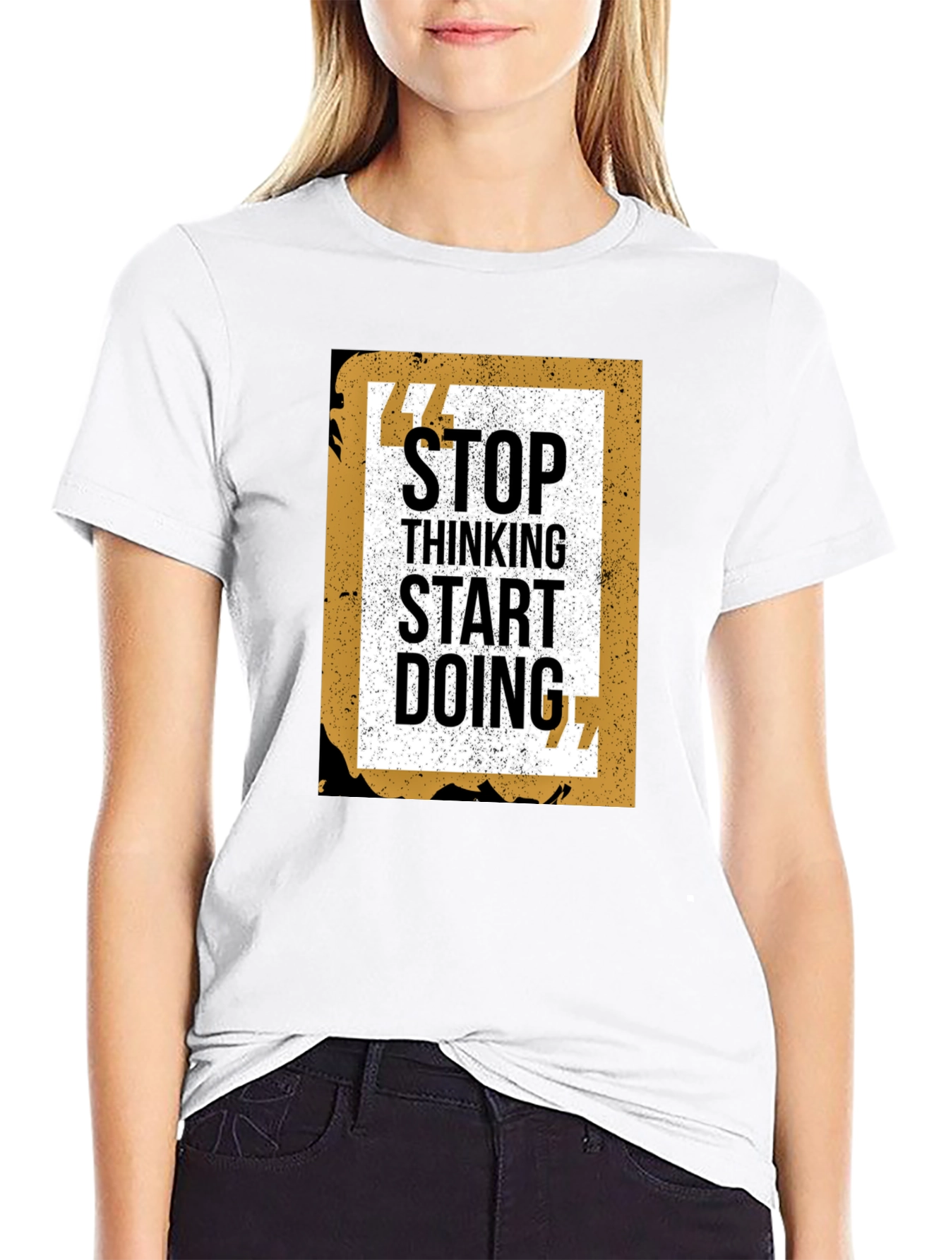 Motivational Graphic Tee - Stop Thinking Start Doing