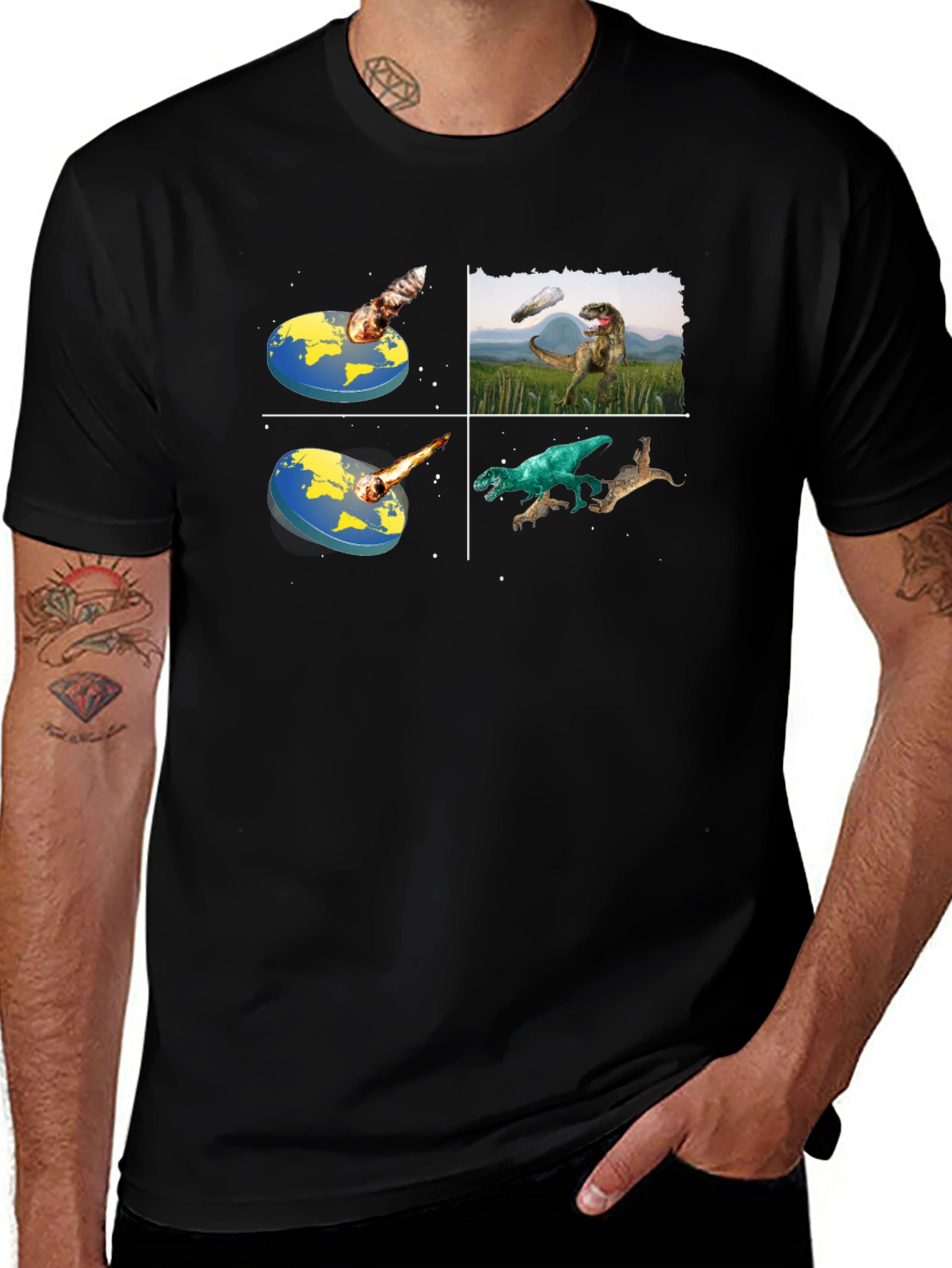 Dinosaur Extinction T-Shirt - Flat Earth Theory