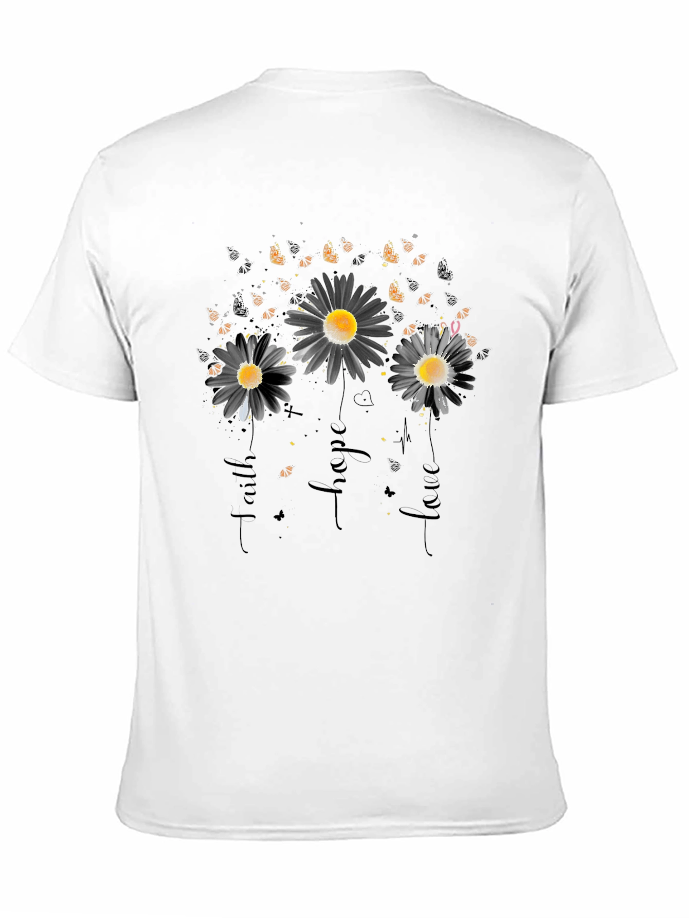 Faith Hope Love Floral Black T-Shirt