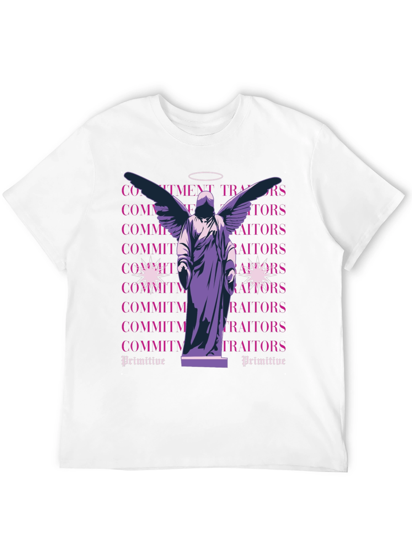 Angel Statue Graphic Tee - Primitive Style Shirt