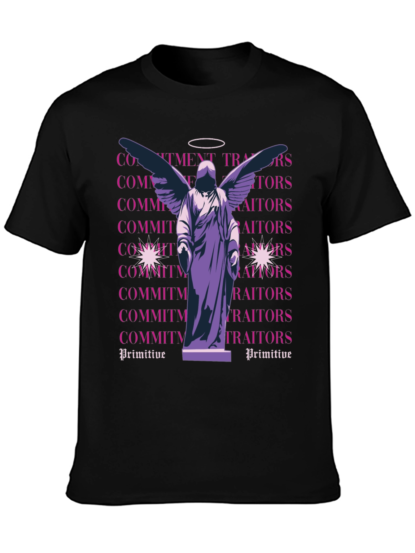 Angel Statue Graphic Tee - Primitive Style Shirt