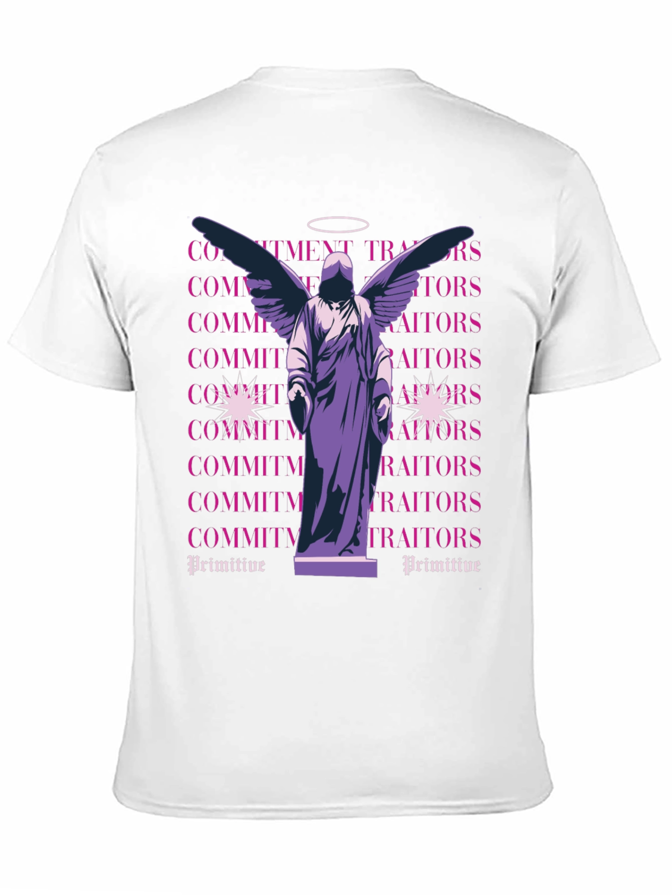 Angel Statue Graphic Tee - Primitive Style Shirt