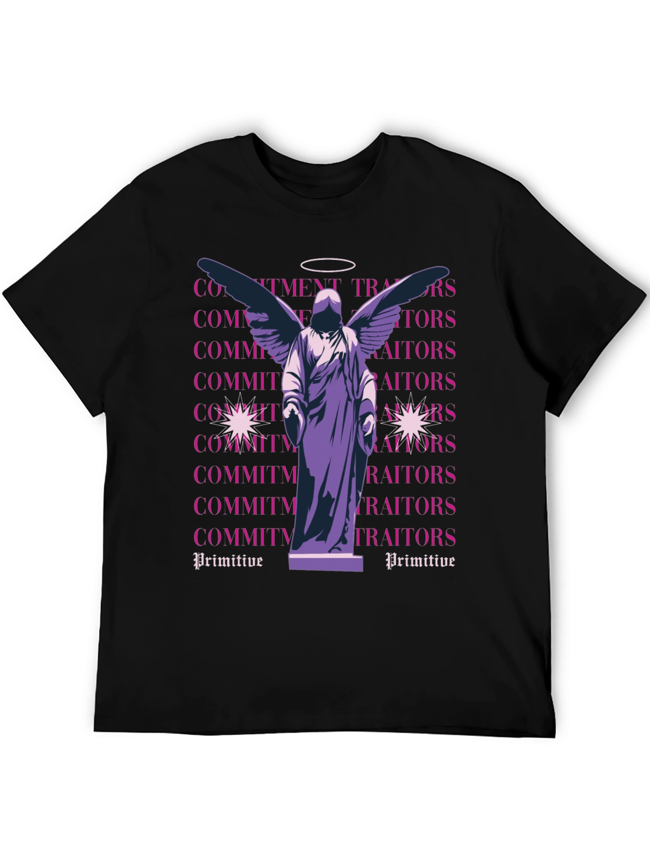 Angel Statue Graphic Tee - Primitive Style Shirt