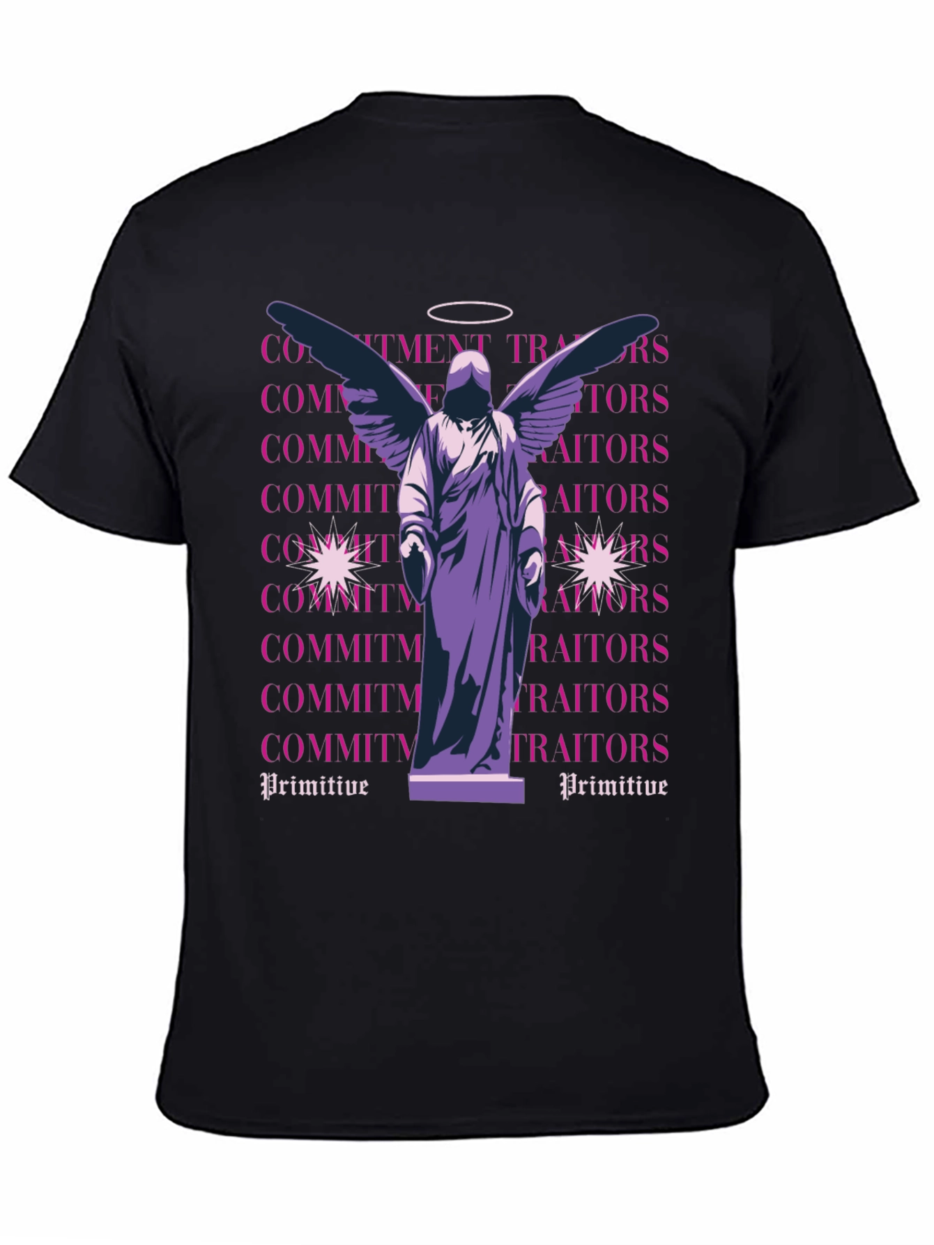 Angel Statue Graphic Tee - Primitive Style Shirt