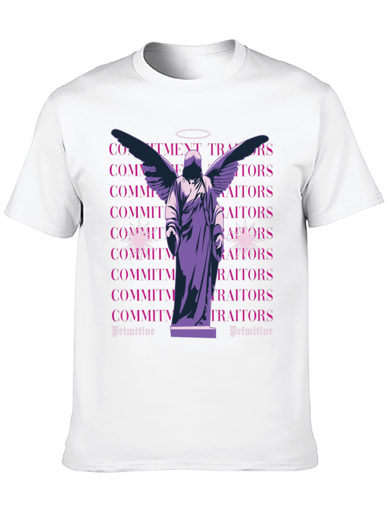 Angel Statue Graphic Tee - Primitive Style Shirt