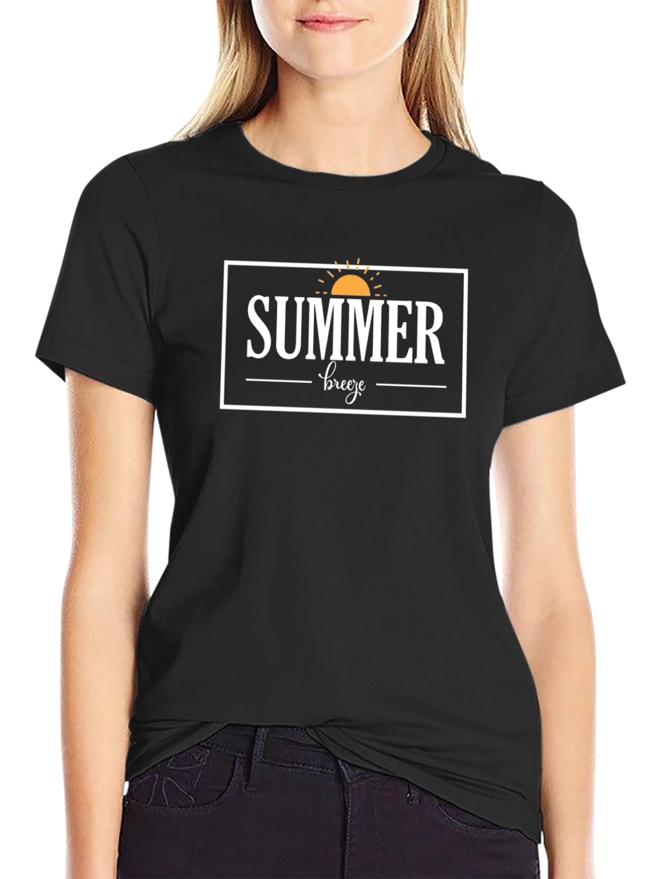 Summer Breeze Graphic Tee - Black Cotton T-Shirt