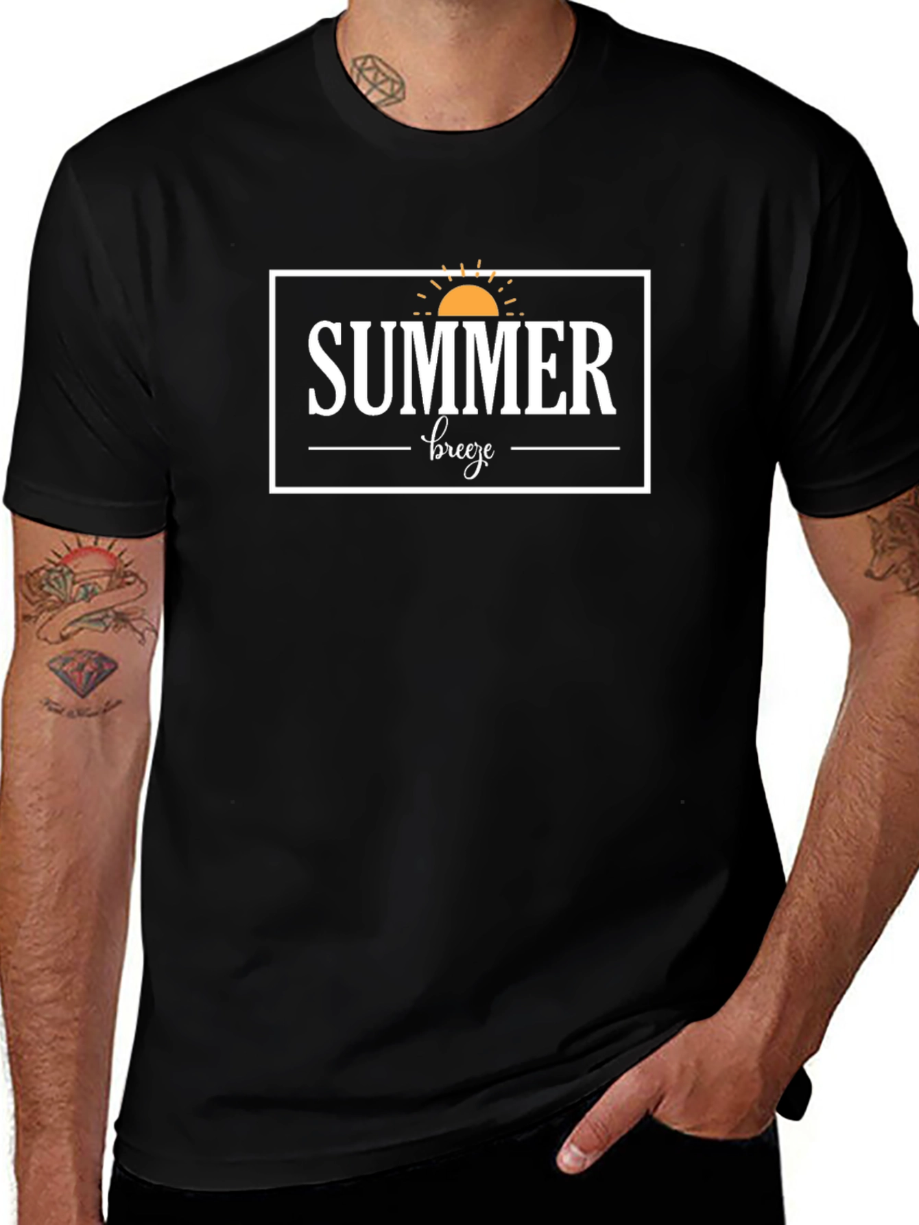 Summer Breeze Graphic Tee - Black Cotton T-Shirt