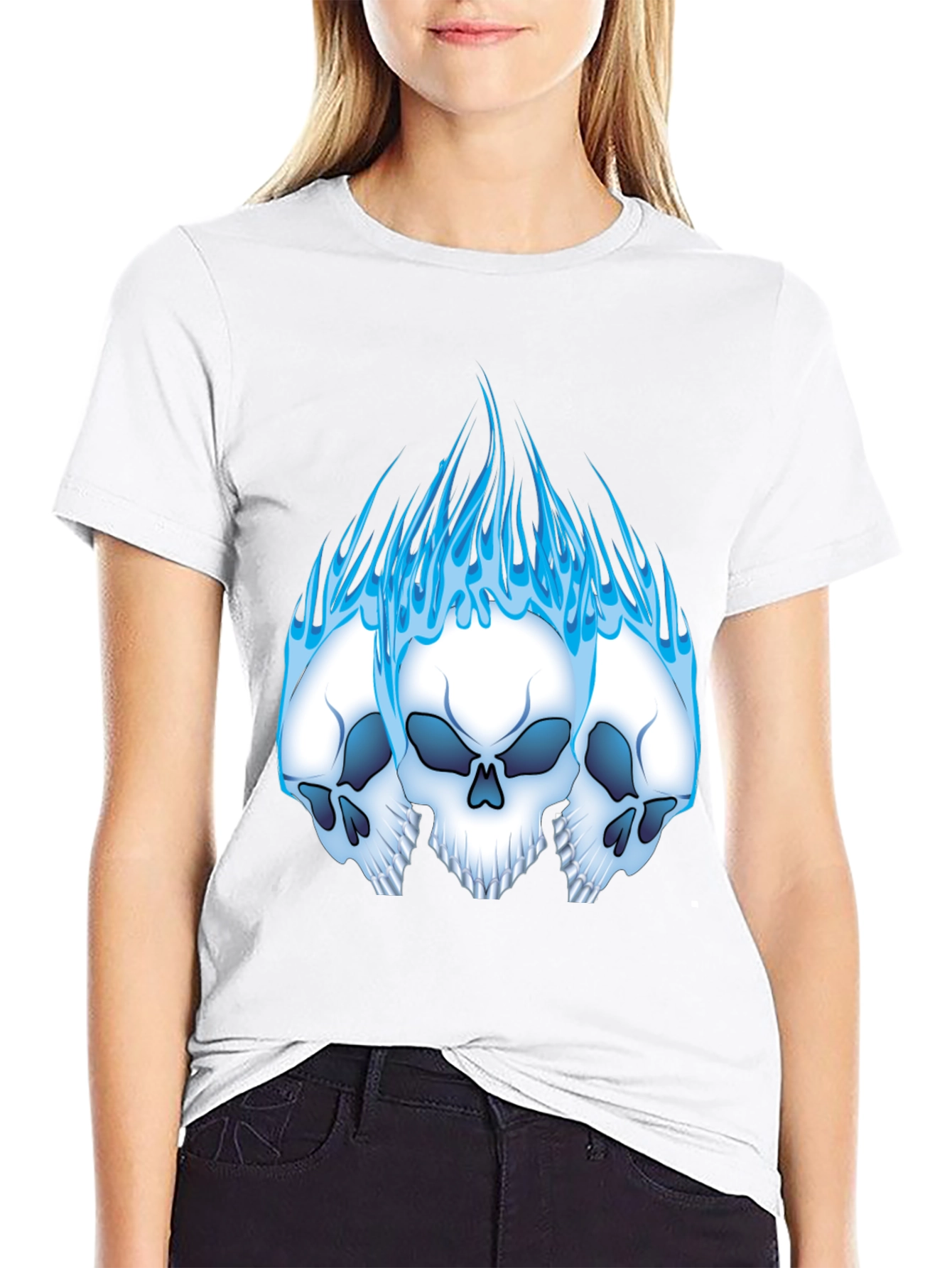 Skull Flames Graphic Tee - Black