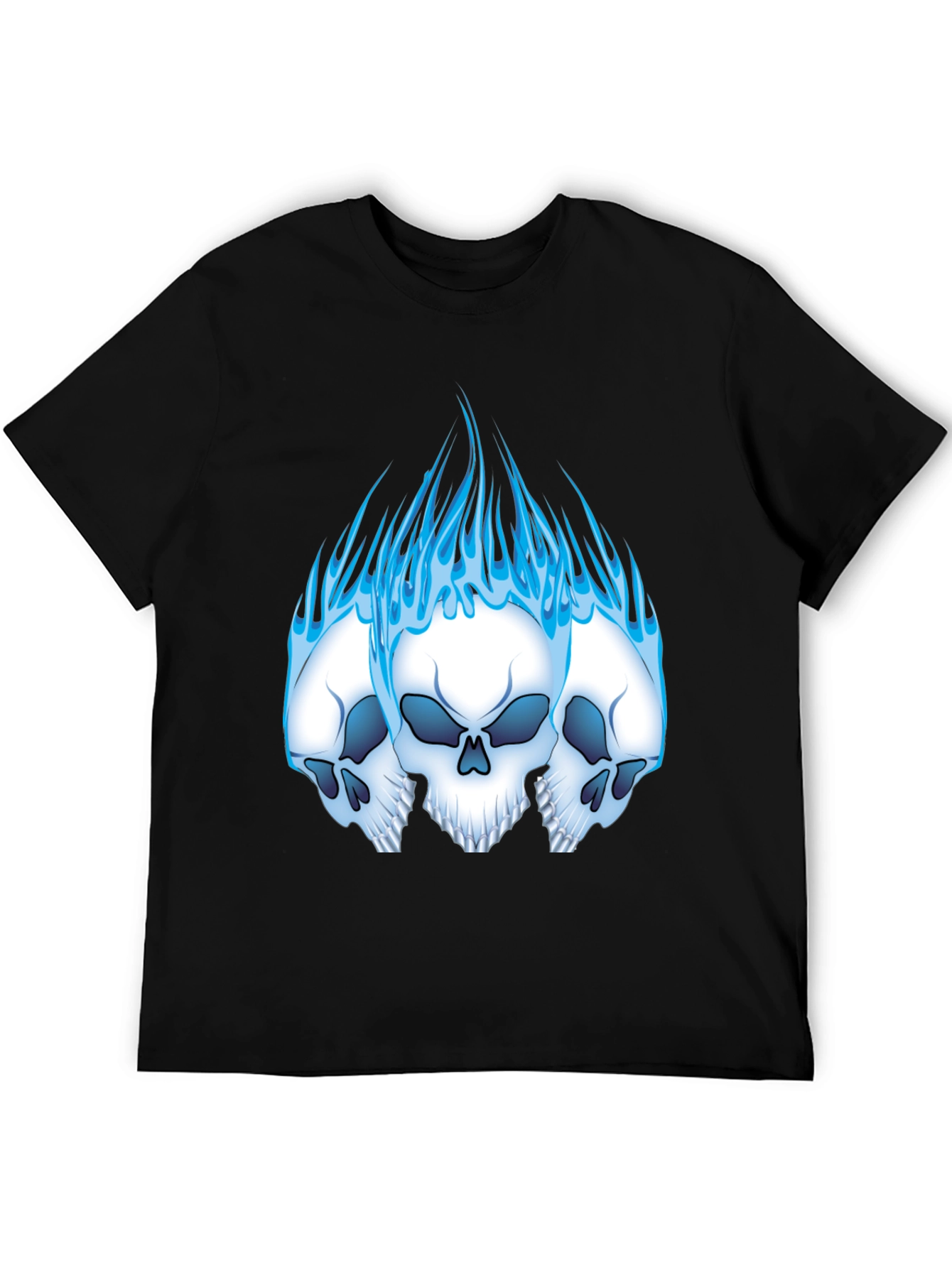 Skull Flames Graphic Tee - Black