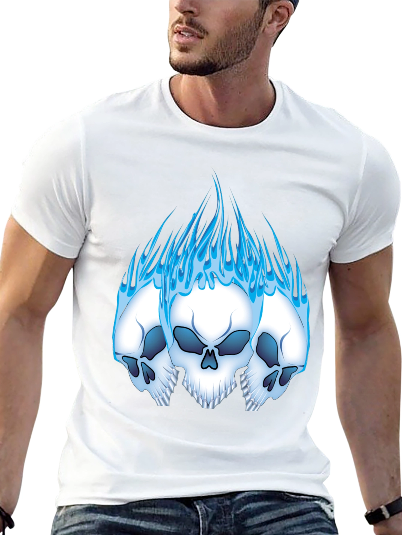 Skull Flames Graphic Tee - Black