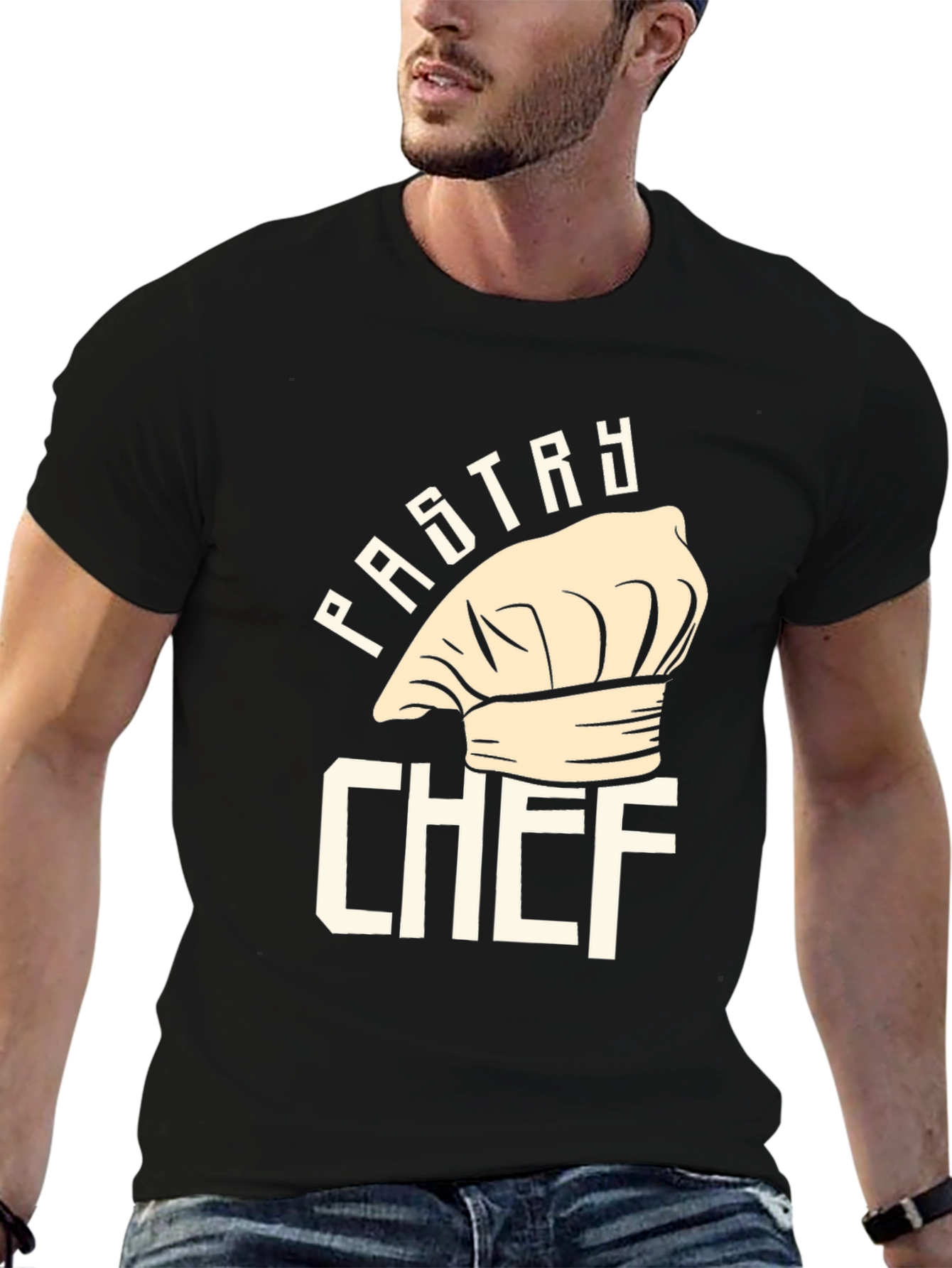 Pastry Chef Graphic Tee - Black Cotton Blend T-Shirt