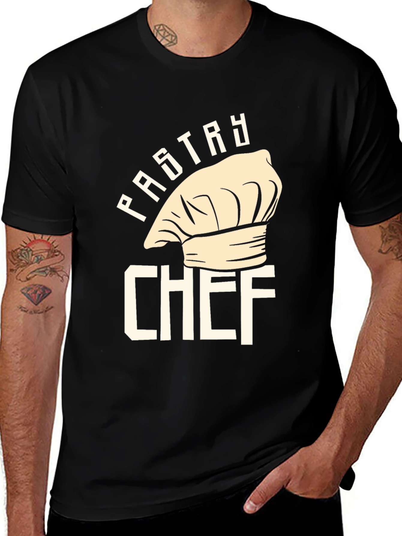 Pastry Chef Graphic Tee - Black Cotton Blend T-Shirt