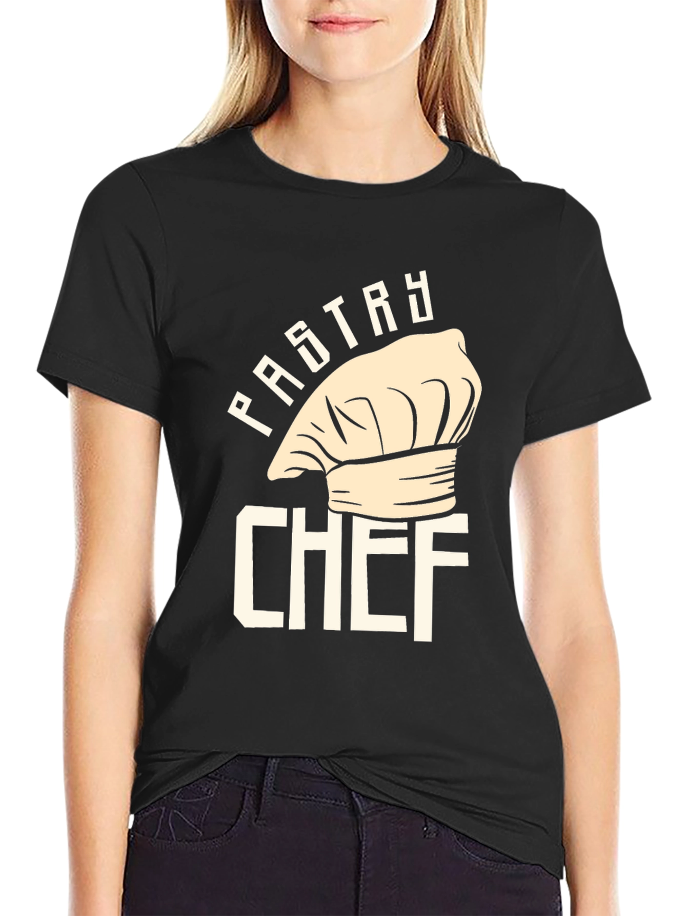 Pastry Chef Graphic Tee - Black Cotton Blend T-Shirt
