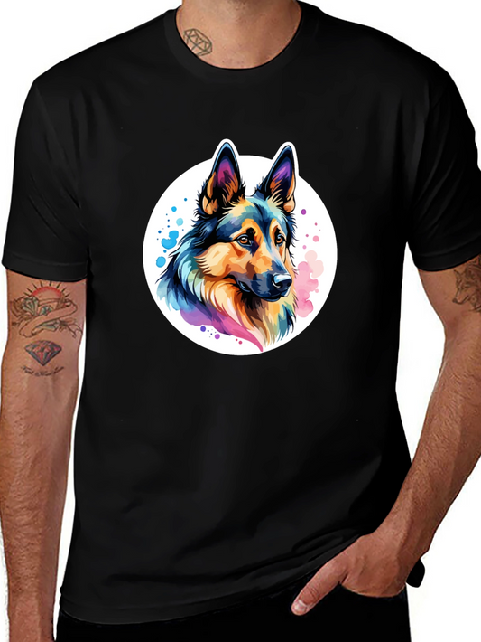 German Shepherd Graphic Tee - Colorful Dog Lover Shirt