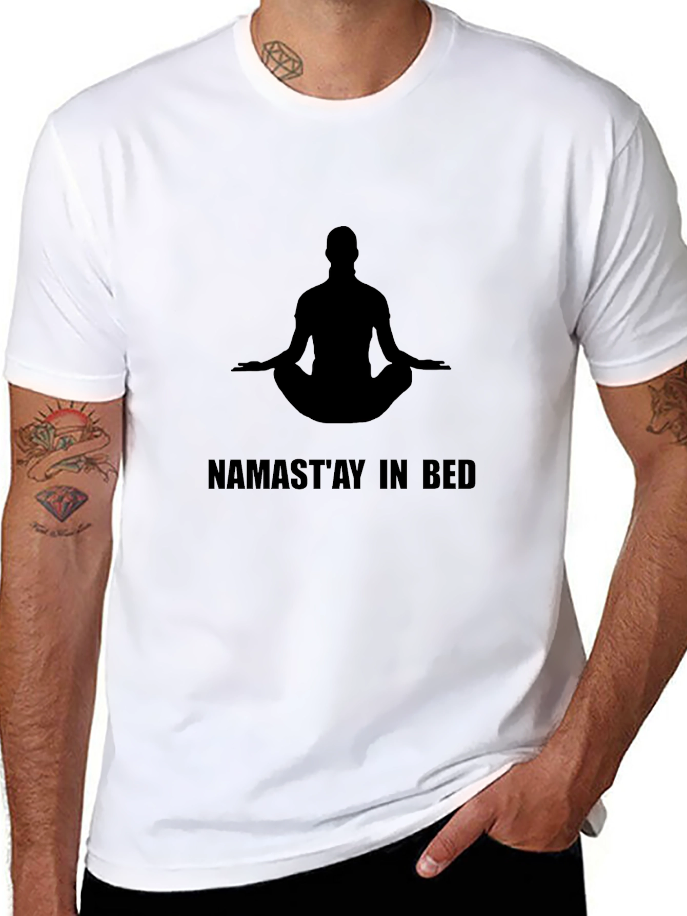 Namastay In Bed Graphic Tee - Yoga Relax T-Shirt