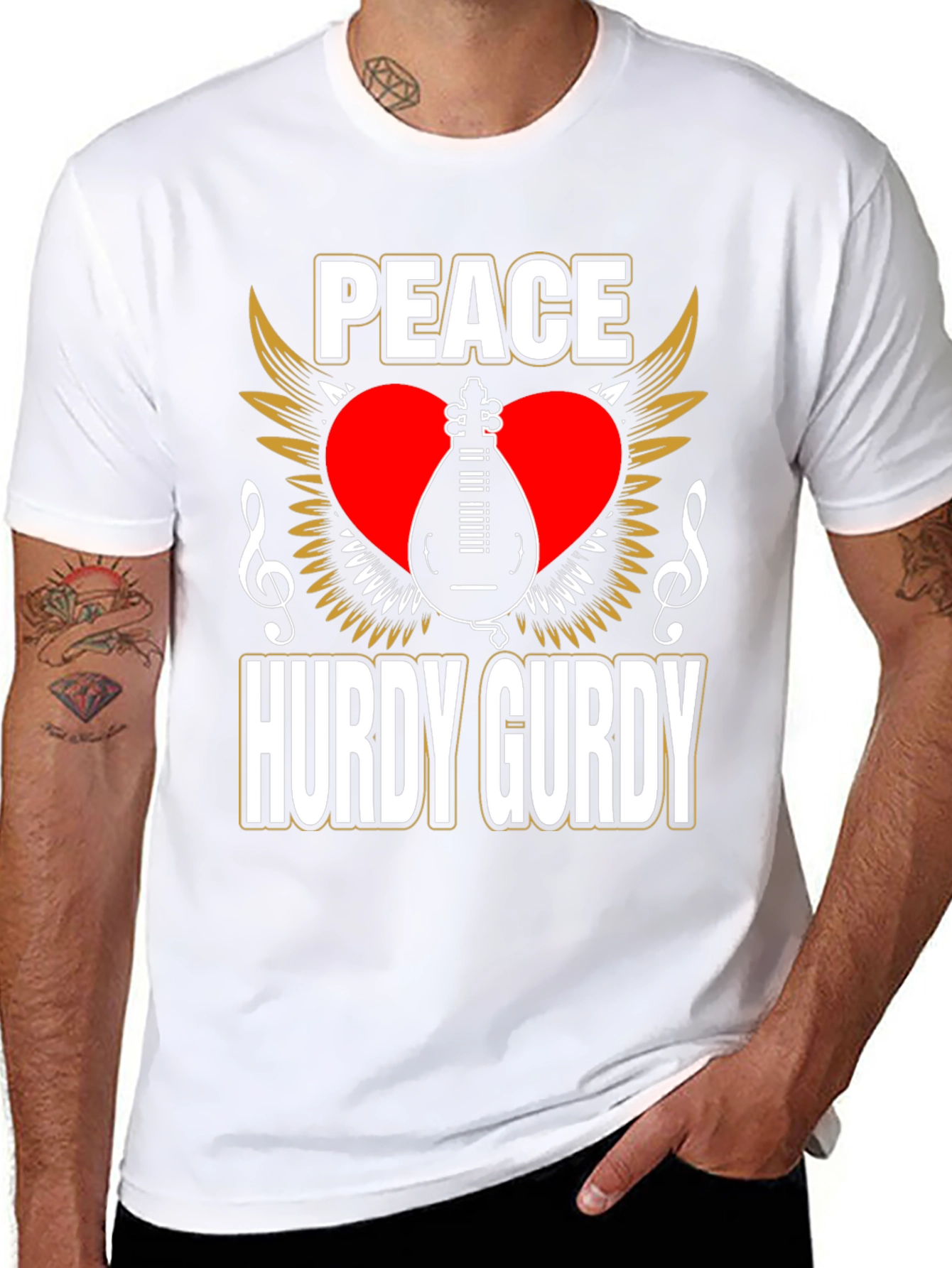 Peace Hurdy Gurdy T-Shirt - Musical Instrument Design