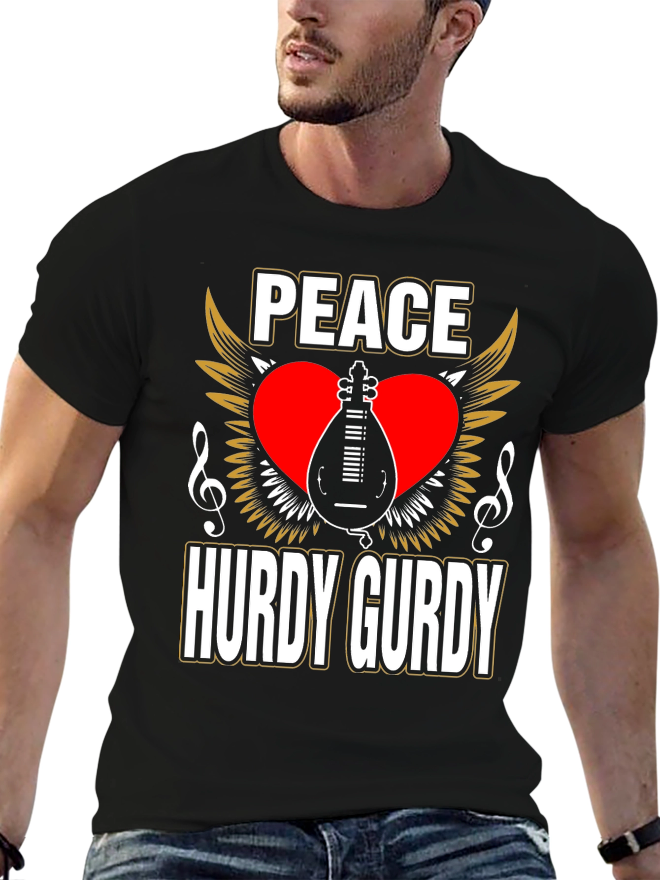 Peace Hurdy Gurdy T-Shirt - Musical Instrument Design
