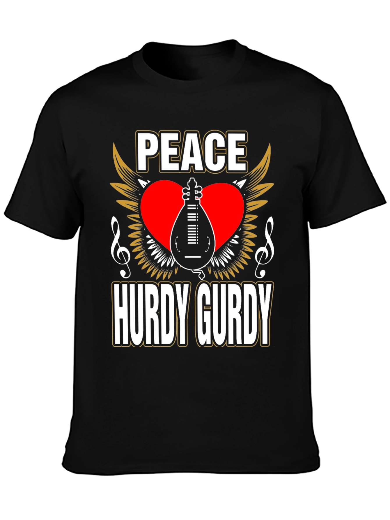 Peace Hurdy Gurdy T-Shirt - Musical Instrument Design