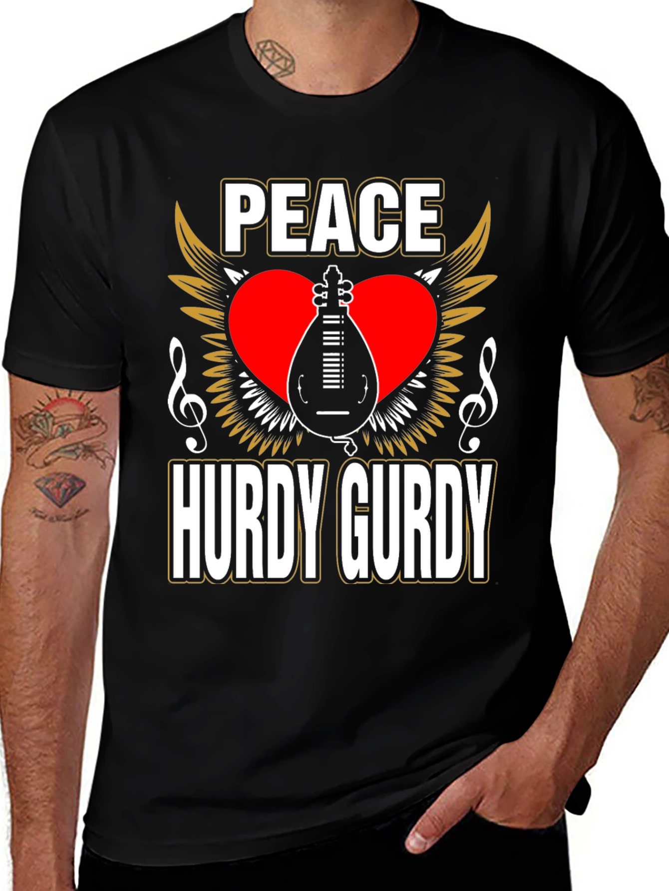 Peace Hurdy Gurdy T-Shirt - Musical Instrument Design
