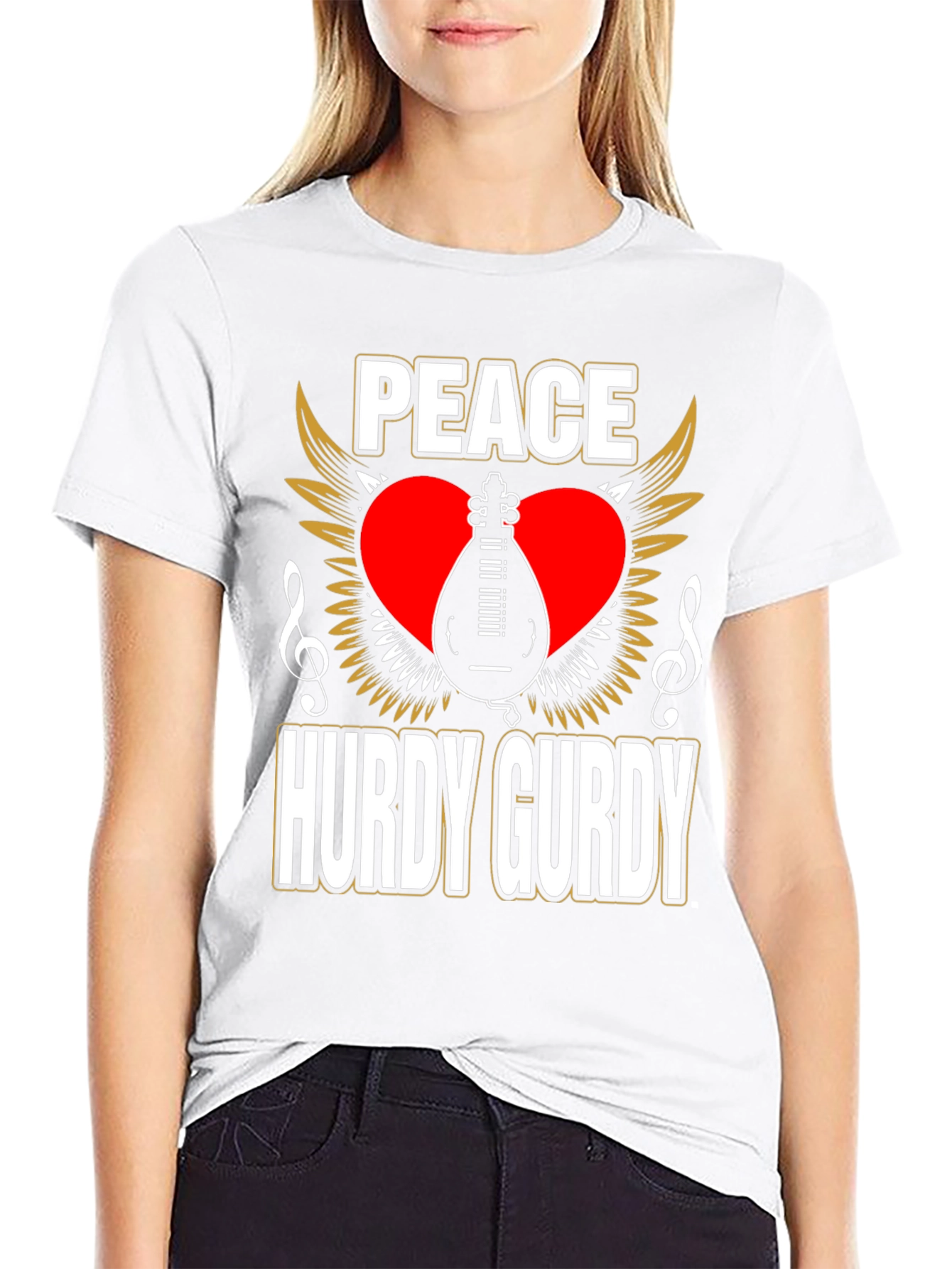 Peace Hurdy Gurdy T-Shirt - Musical Instrument Design
