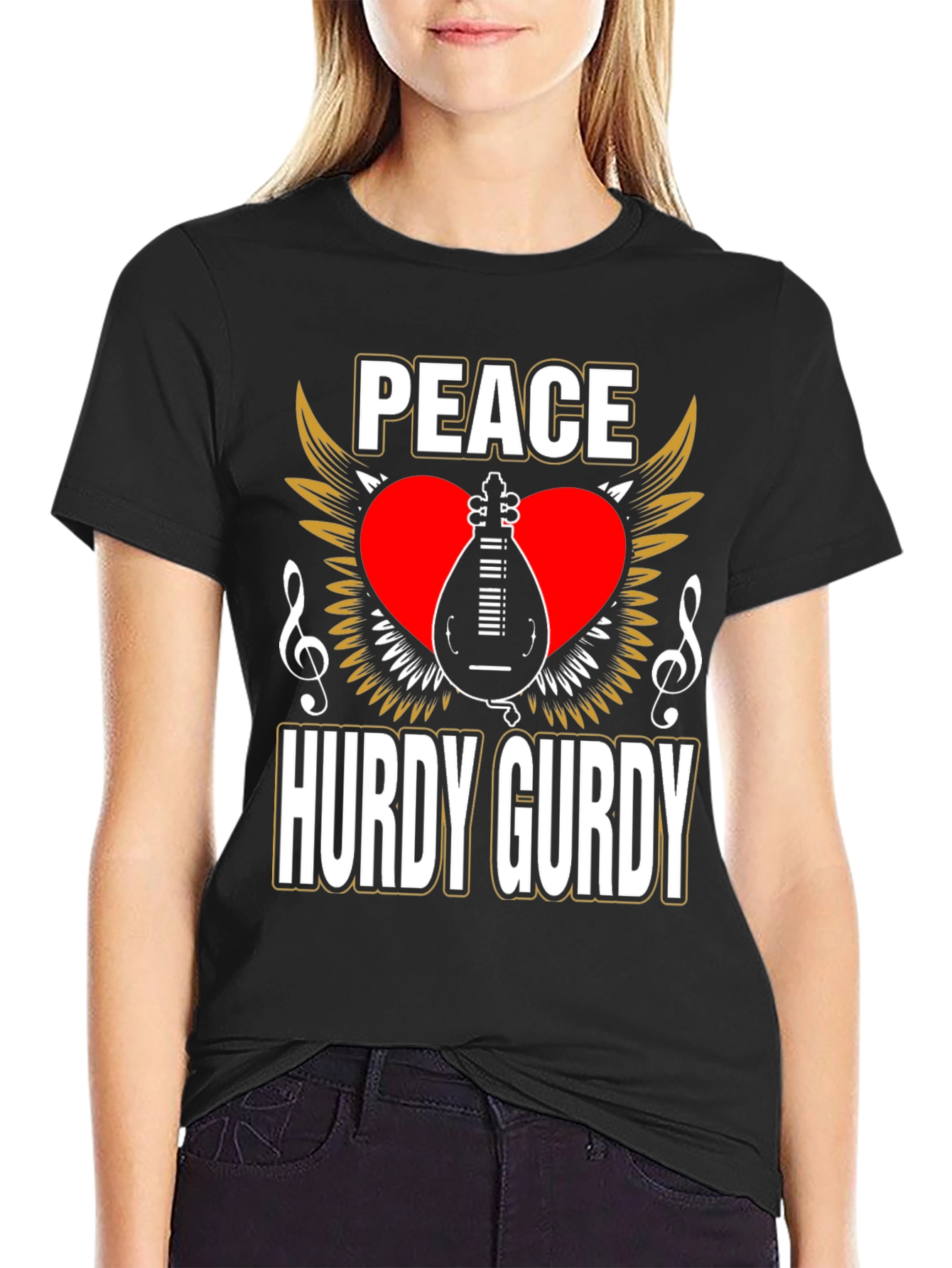 Peace Hurdy Gurdy T-Shirt - Musical Instrument Design