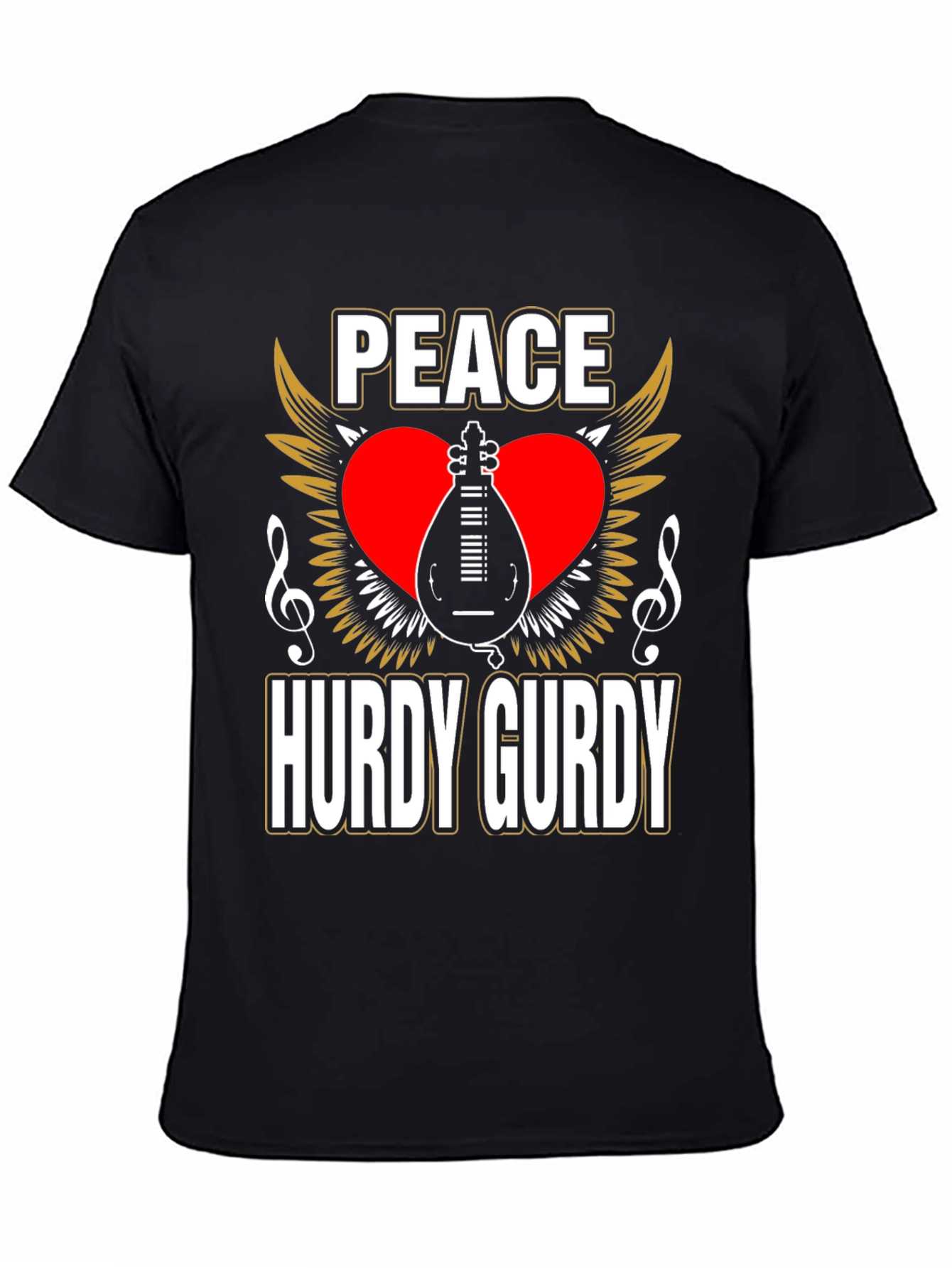 Peace Hurdy Gurdy T-Shirt - Musical Instrument Design