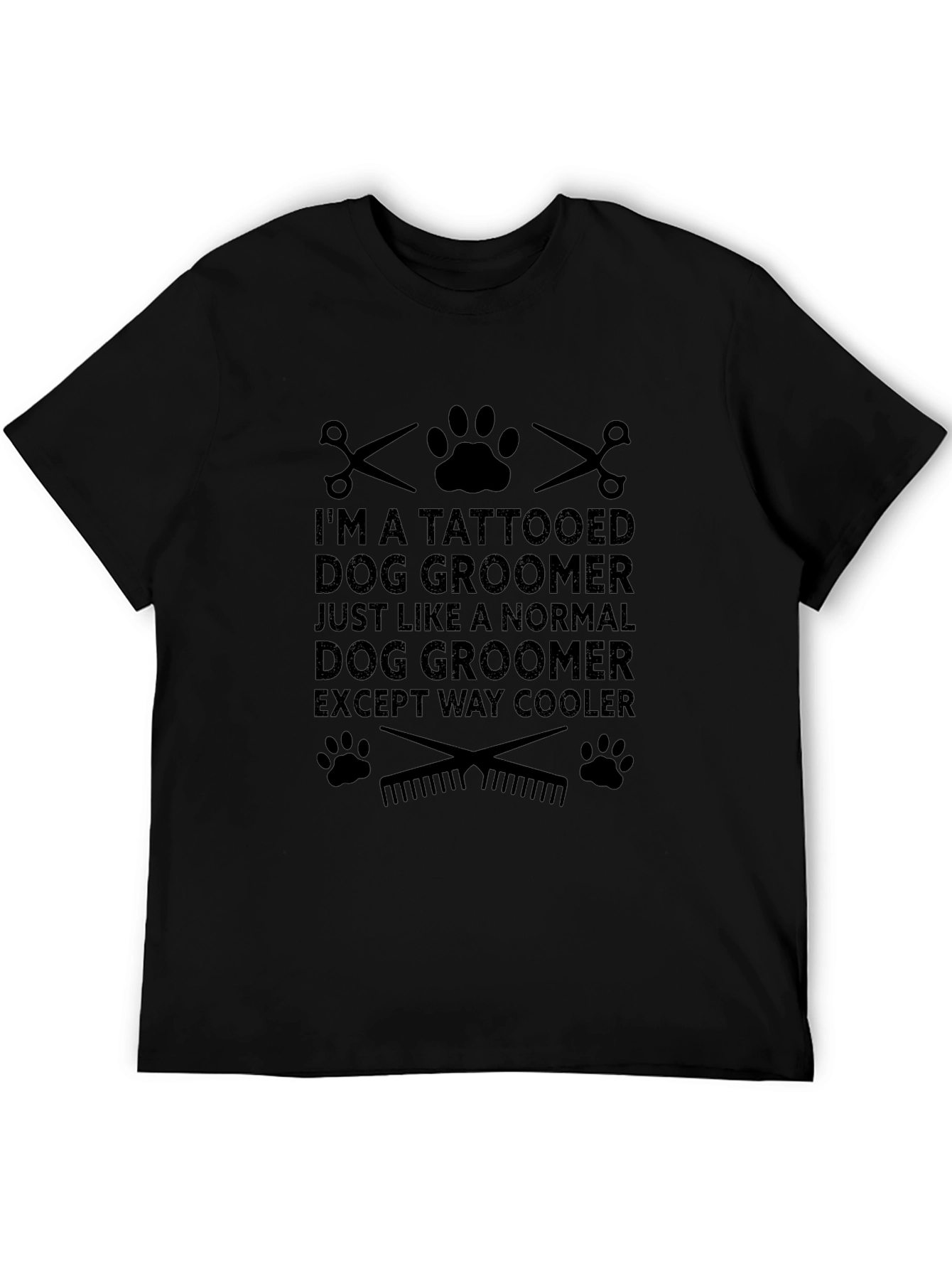Tattooed Dog Groomer Black Graphic T-Shirt