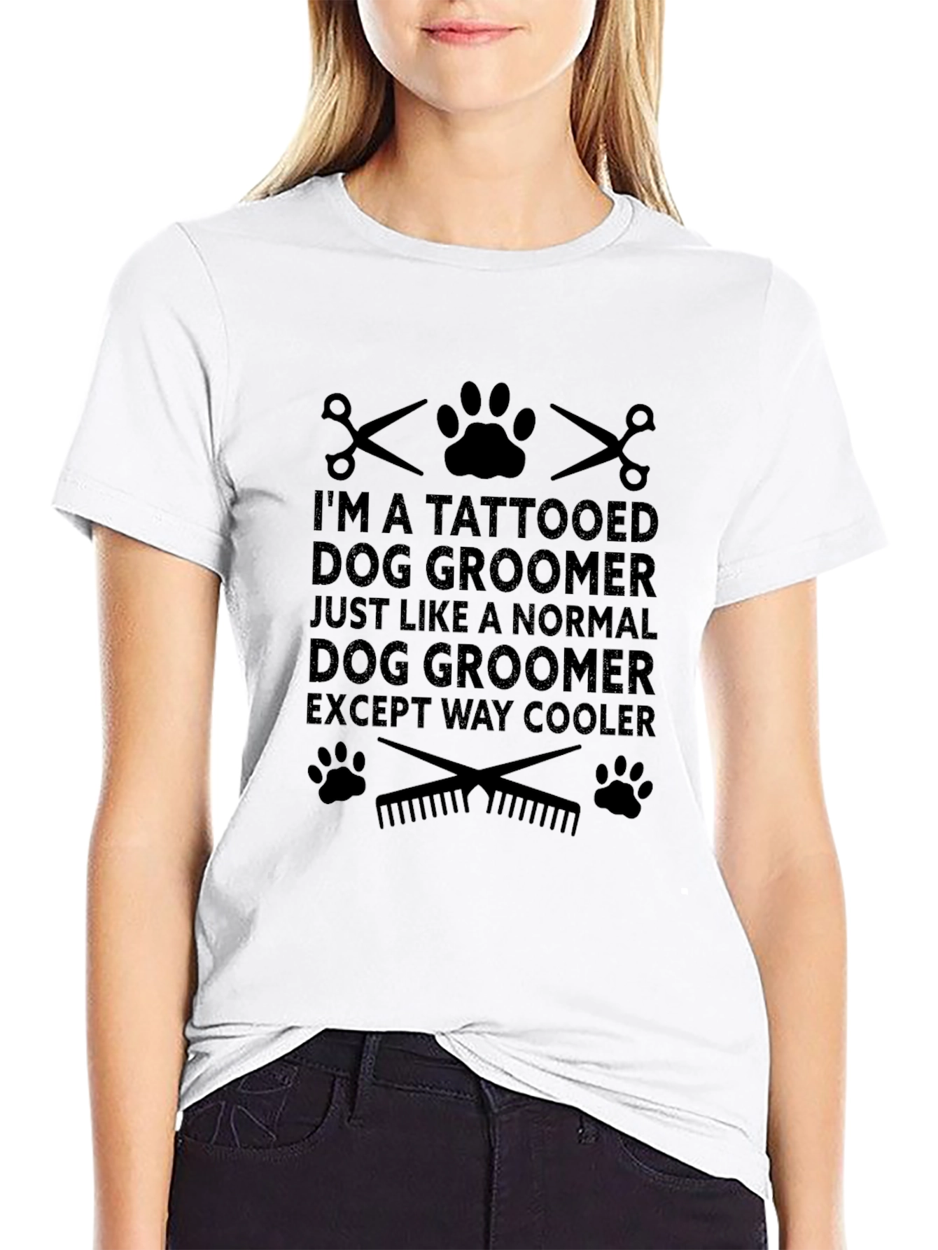 Tattooed Dog Groomer Black Graphic T-Shirt