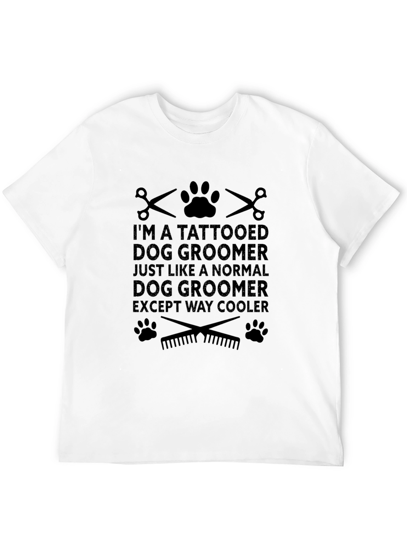 Tattooed Dog Groomer Black Graphic T-Shirt