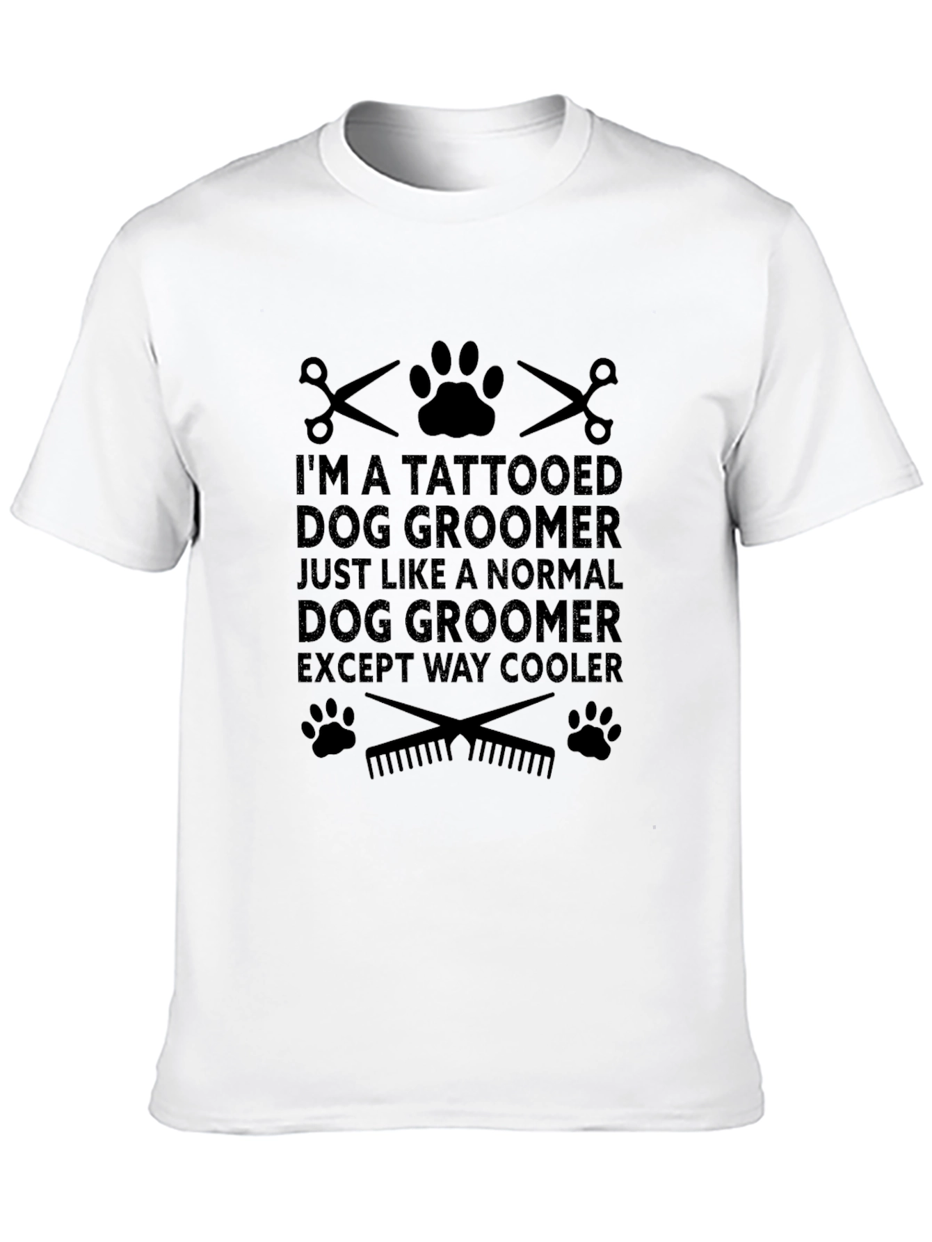 Tattooed Dog Groomer Black Graphic T-Shirt