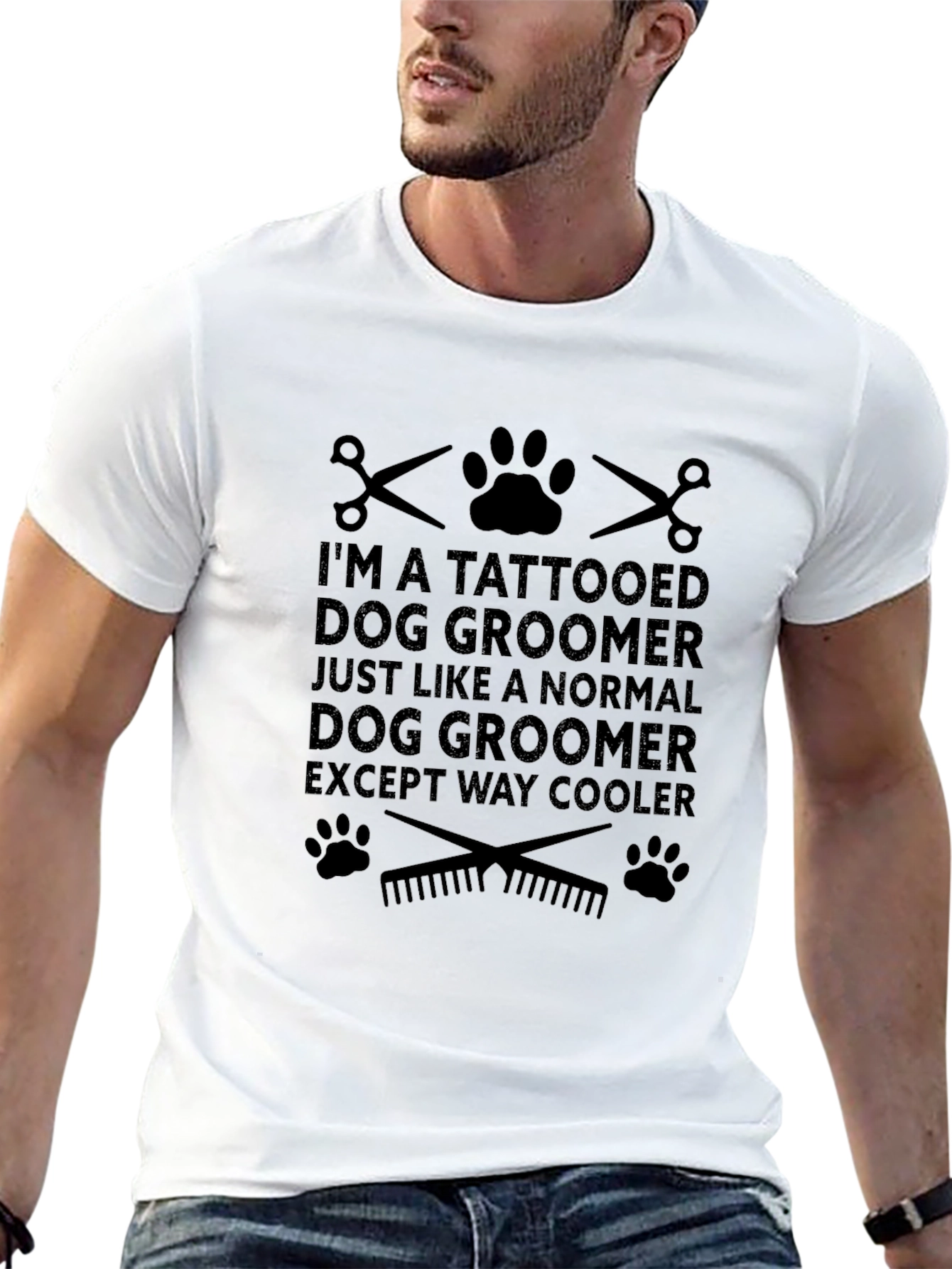 Tattooed Dog Groomer Black Graphic T-Shirt