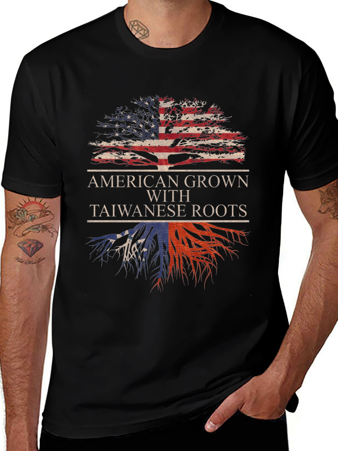 American Grown Taiwanese Roots Graphic T-Shirt