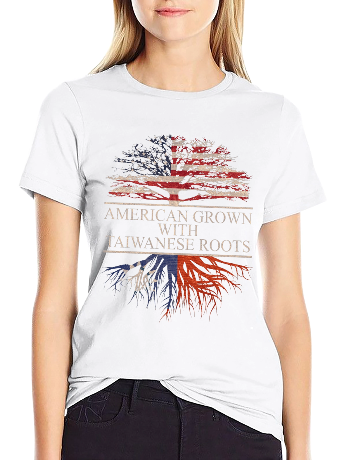 American Grown Taiwanese Roots Graphic T-Shirt