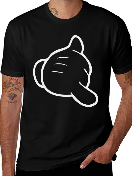 Mickey Hand Graphic Tee - Black Cotton Comfort