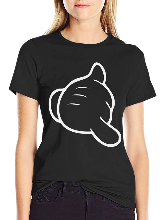 Mickey Hand Graphic Tee - Black Cotton Comfort