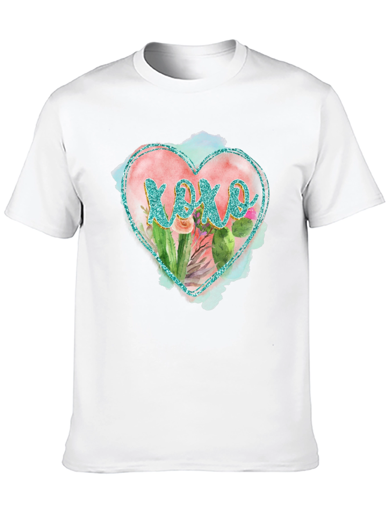 XOXO Heart Tee - Stylish Cactus Design T-Shirt